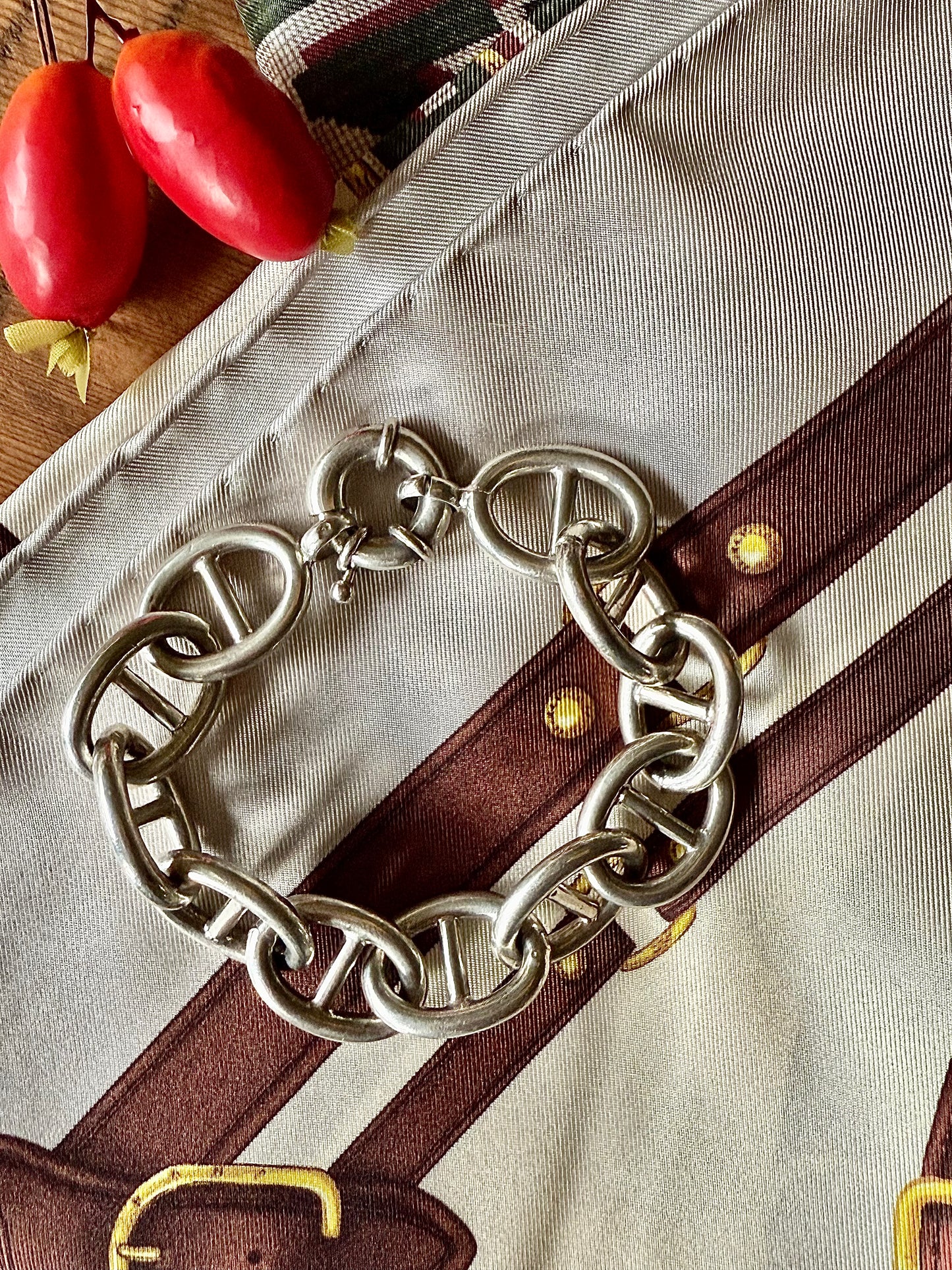 Bracelet en argent maille marine style Hermès