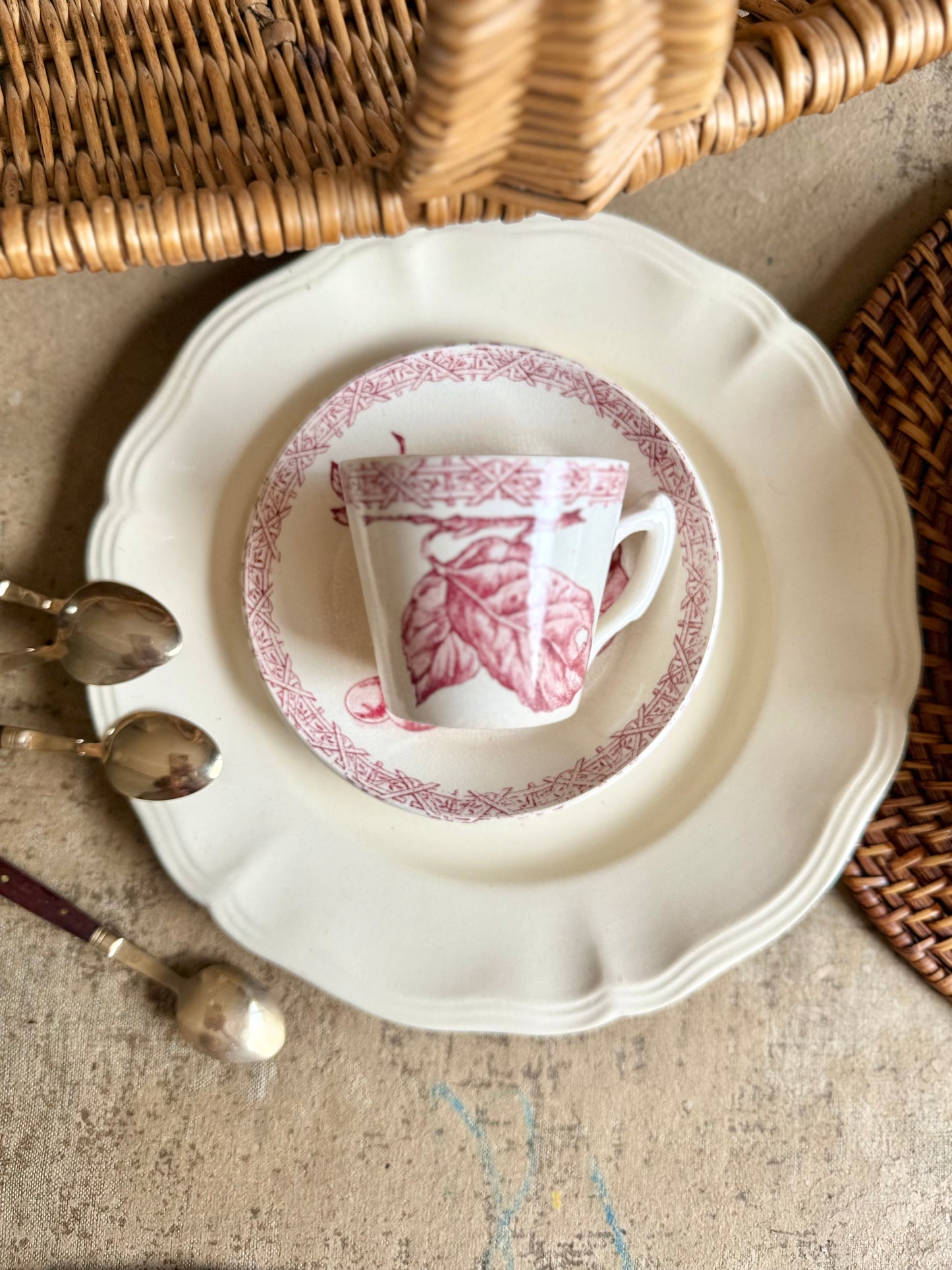 Tasse et sous-tasse Choisy Le Roi, Terre de fer rose