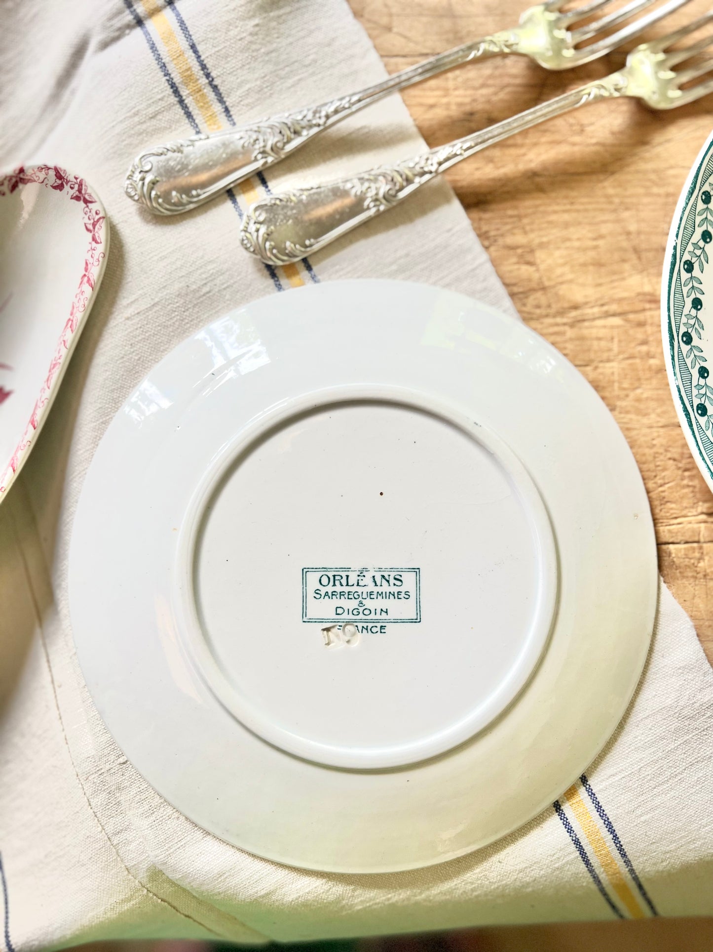 6 assiettes plates, 6 assiettes petites, Digoin Sarreguemines