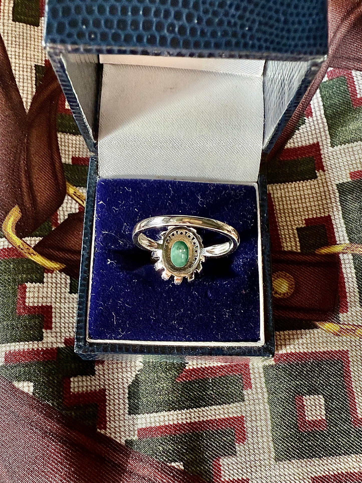 Bague marquise argent et émeraude