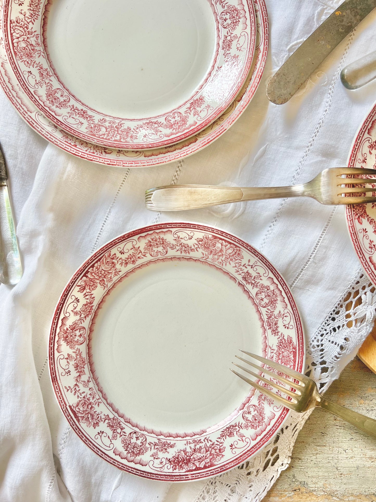 Assiettes creuses rose en terre de fer