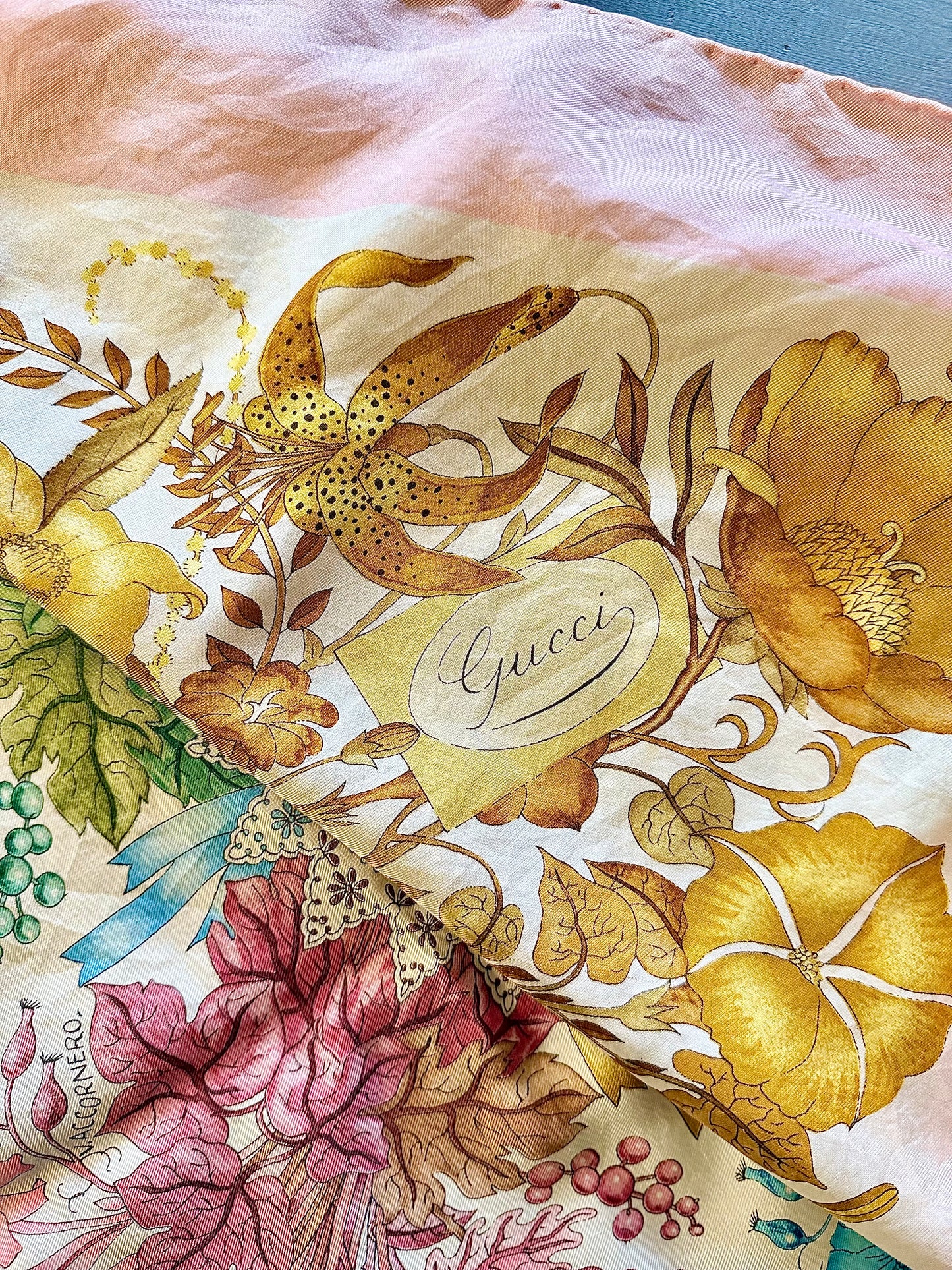 Foulard Gucci en soie, années 80.