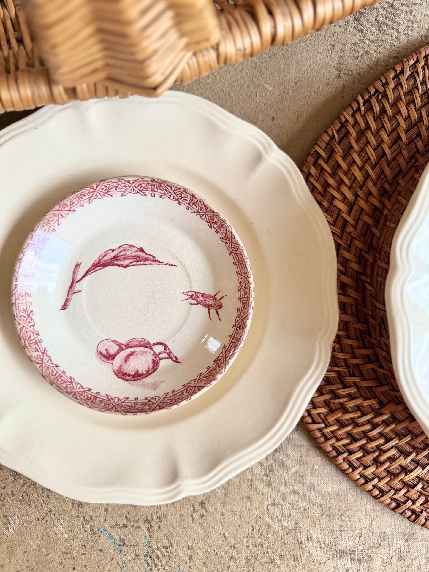 Tasse et sous-tasse Choisy Le Roi, Terre de fer rose.