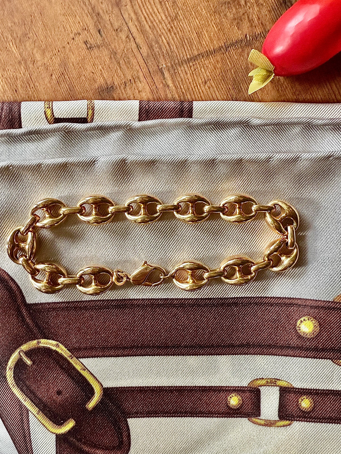 Bracelet plaqué or grains de café