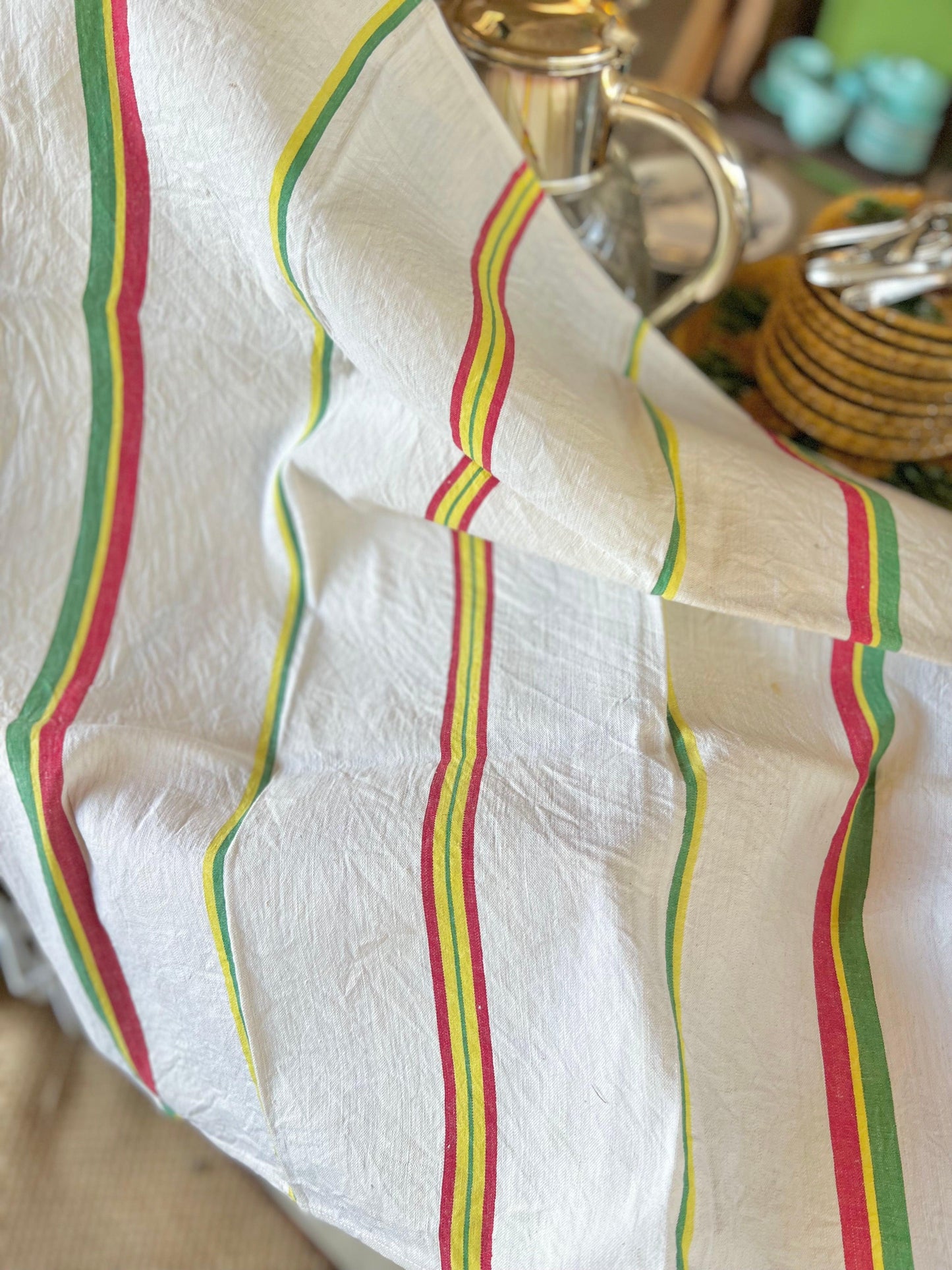 Torchons anciens. Lin et coton. Colorés! - Le boudoir luxe de Solenn