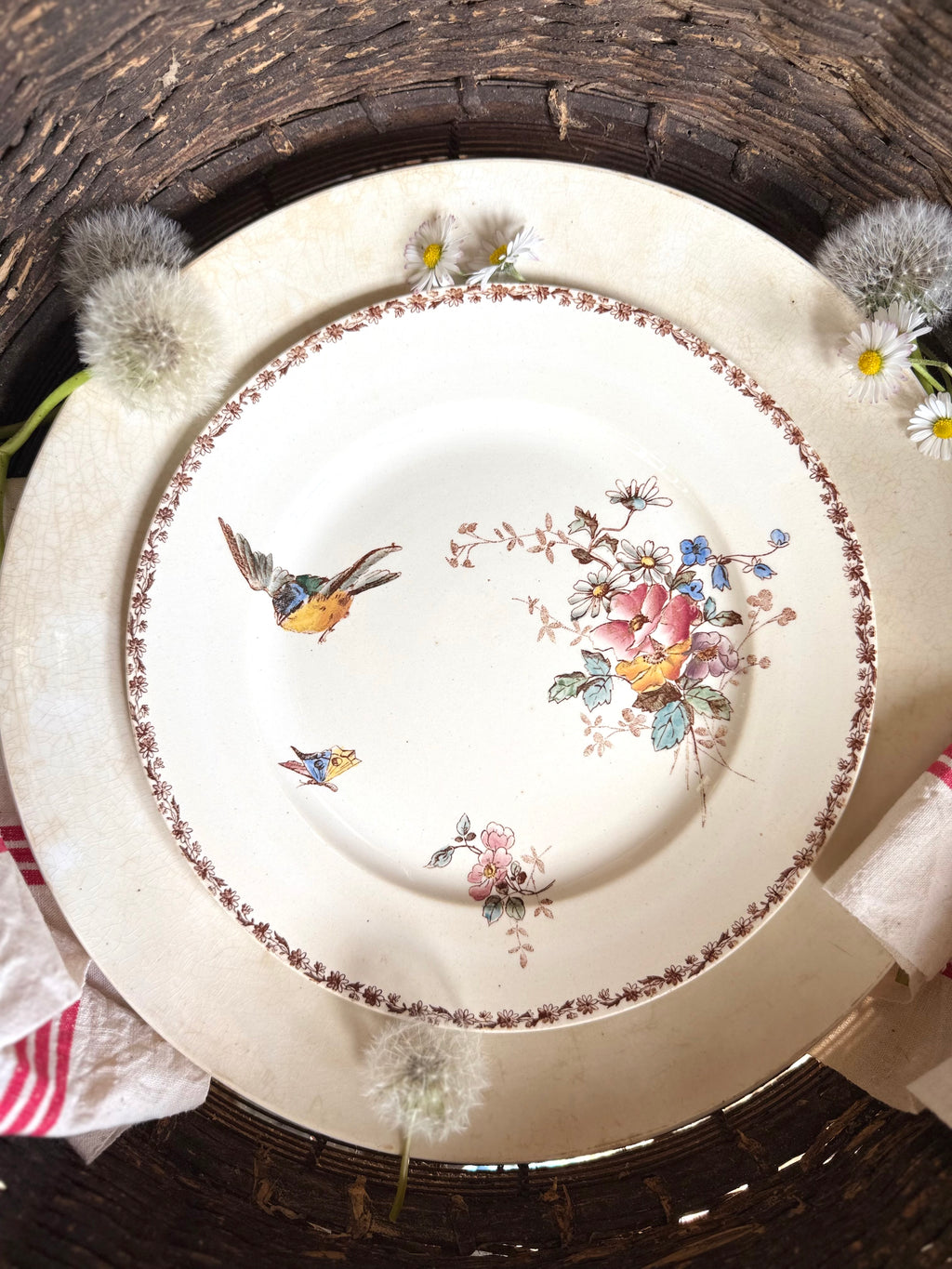 Assiette plate (N6) de Choisy Le Roi, polychrome en terre de fer