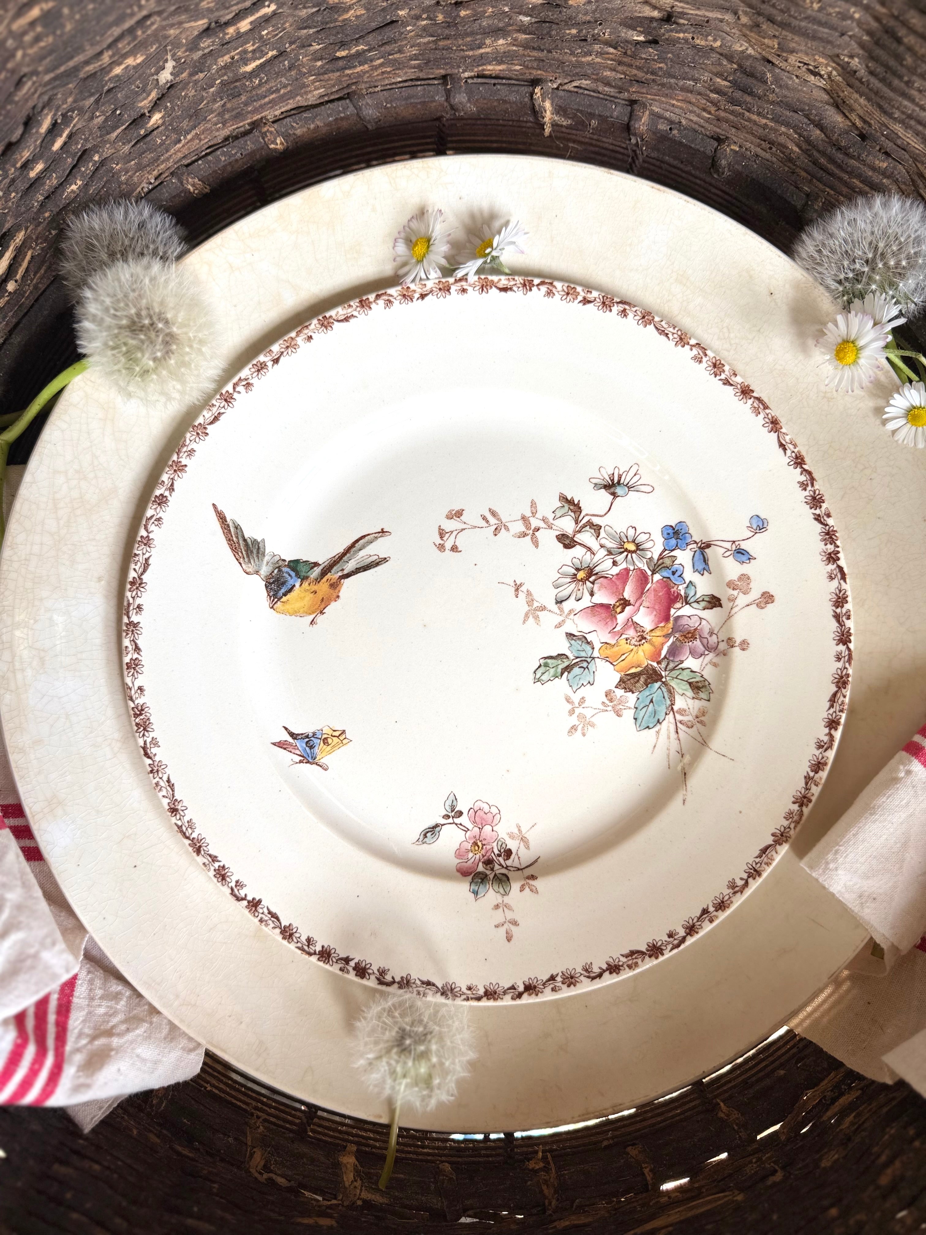 Assiette plate (N6) de Choisy Le Roi, polychrome en terre de fer