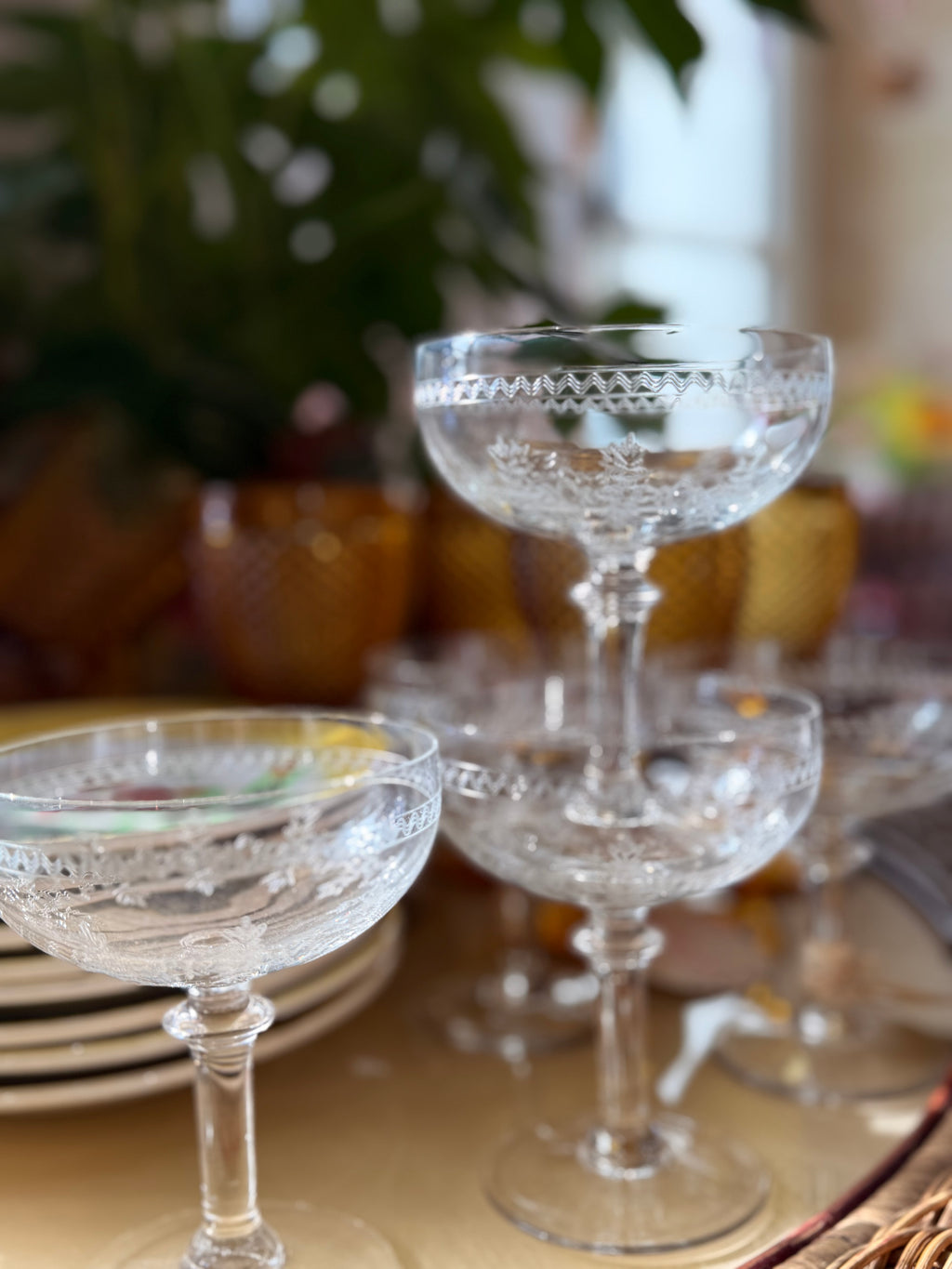 6 coupes à champagne XIX ème en cristal - Le boudoir luxe de Solenn