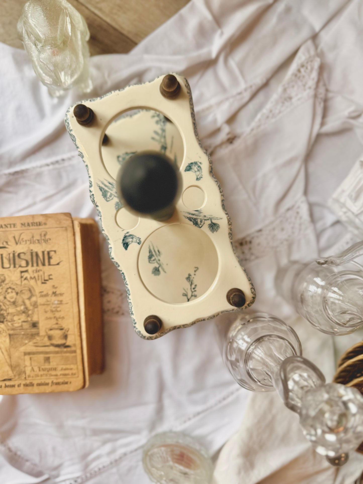 Serviteur Gien huile-vinaigre « Coqs »