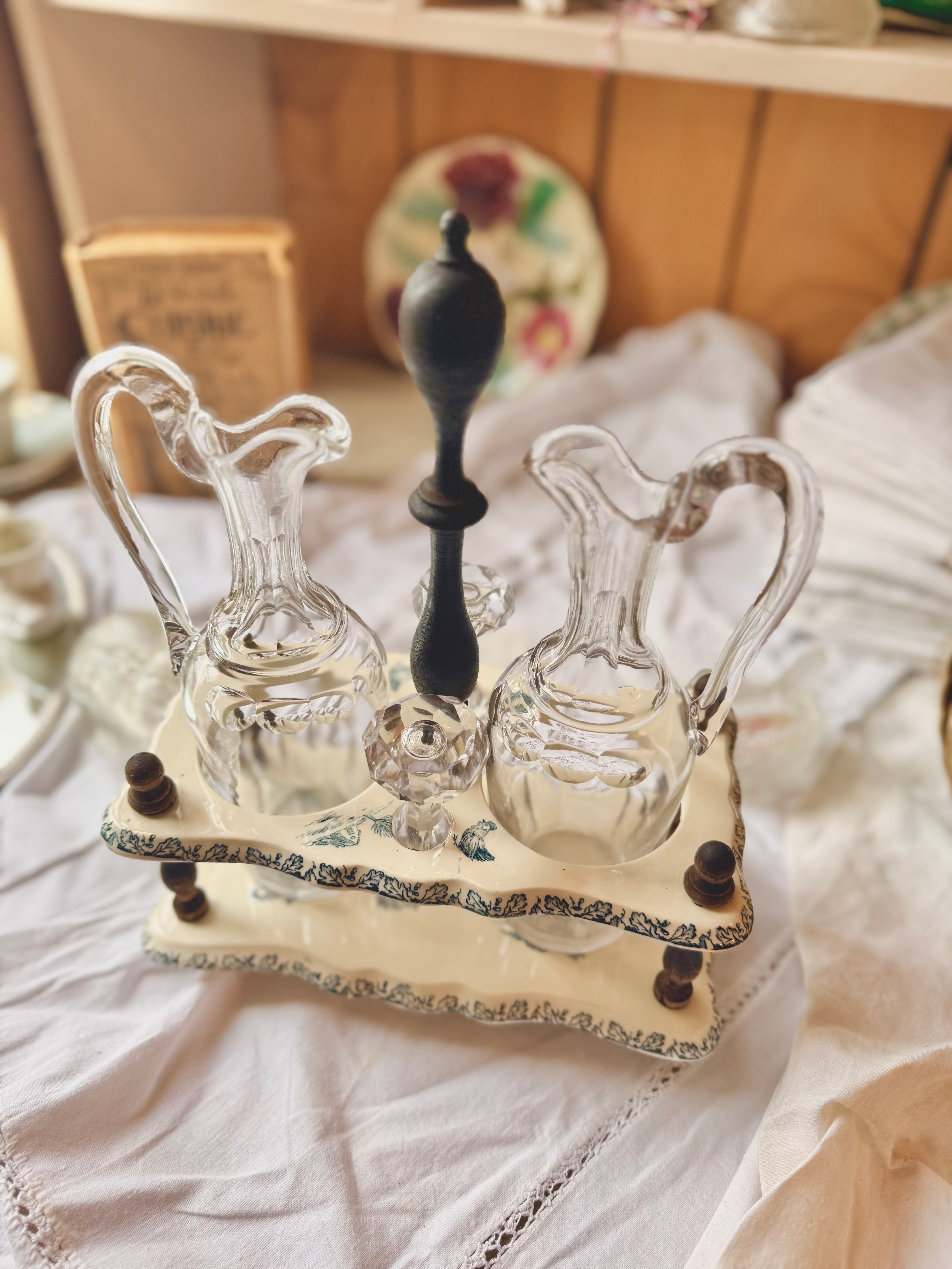 Serviteur Gien huile-vinaigre « Coqs »