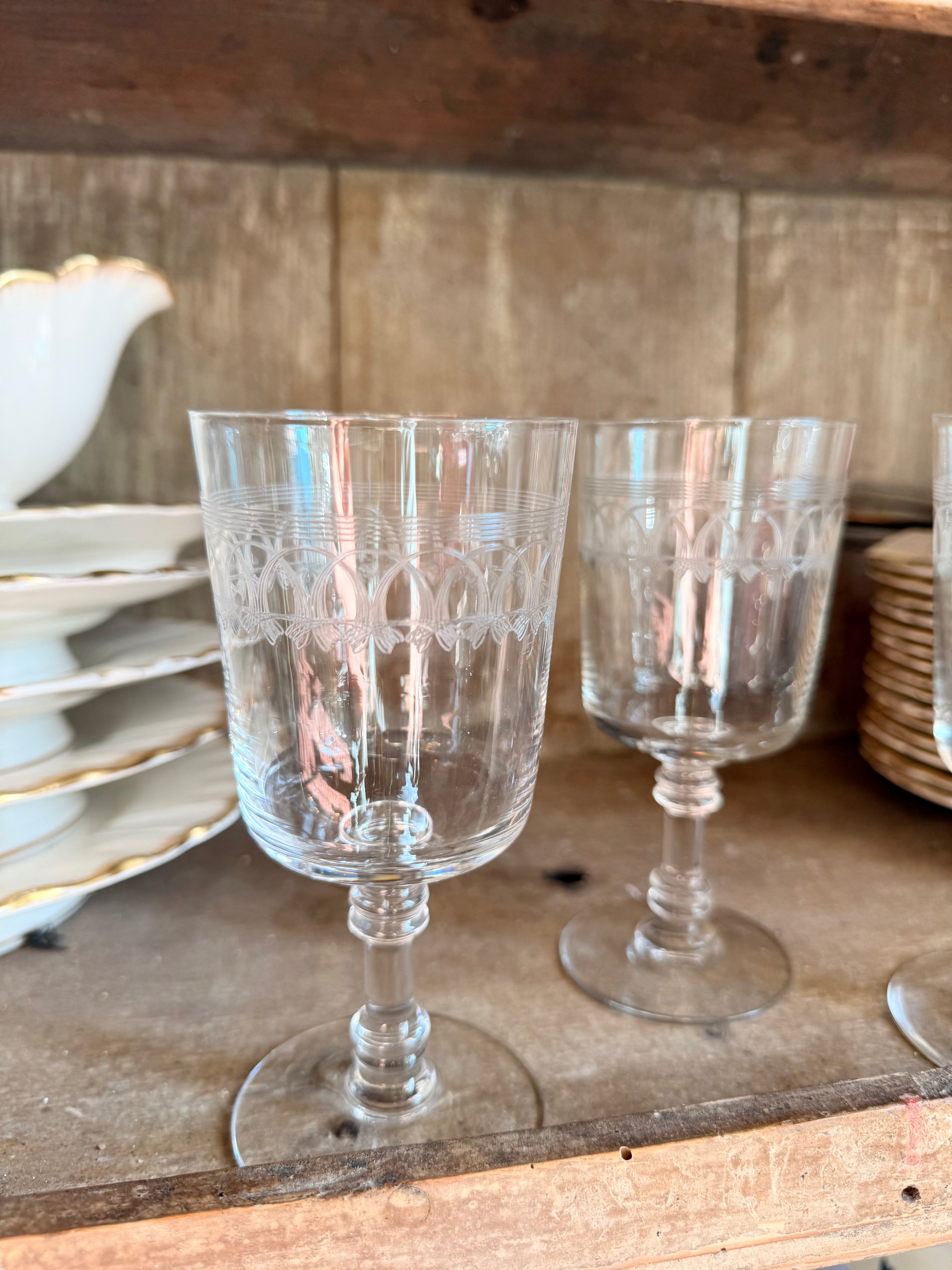 Verres à vin en cristal, XIX ème
