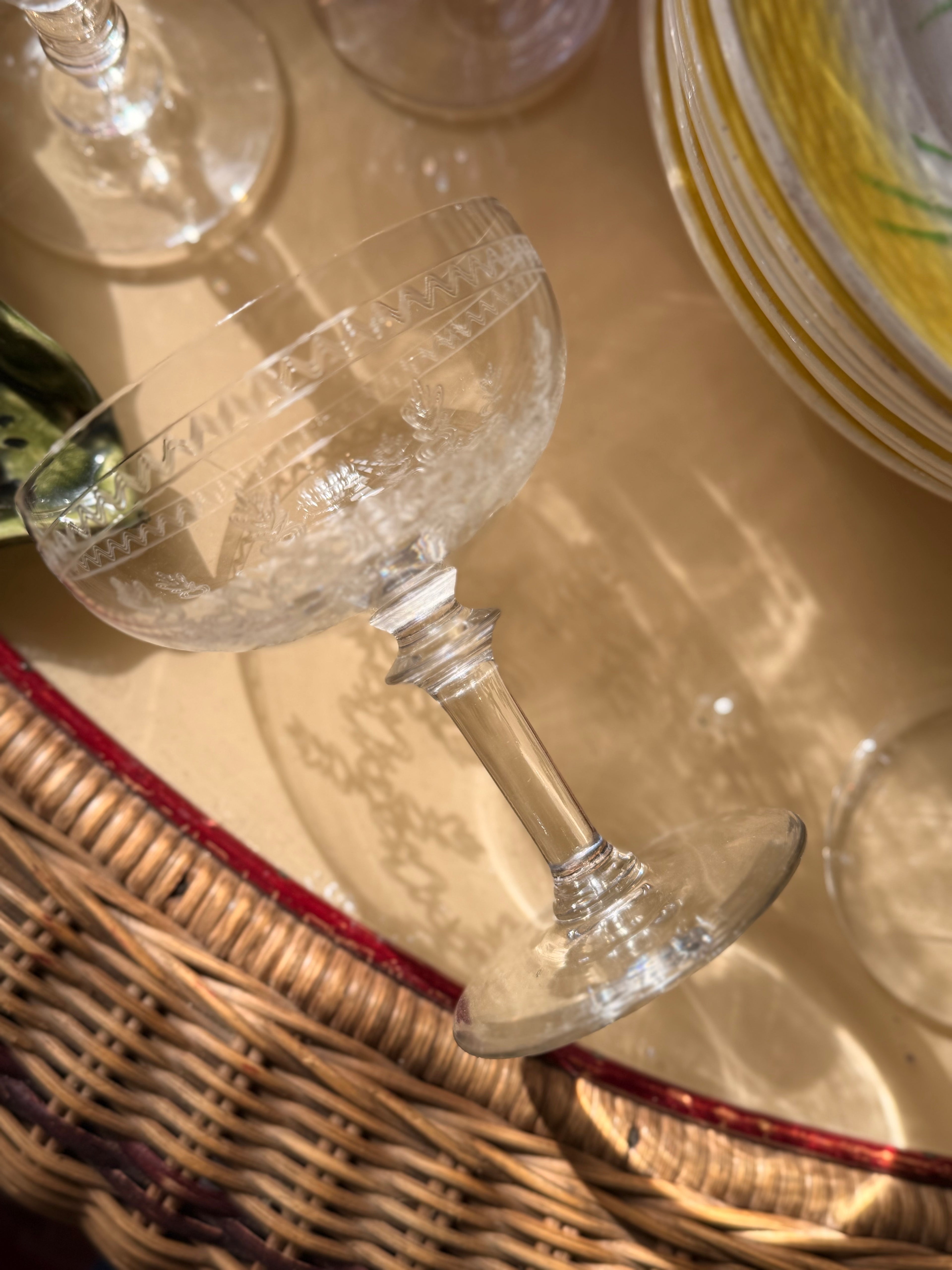 6 coupes à champagne XIX ème en cristal - Le boudoir luxe de Solenn