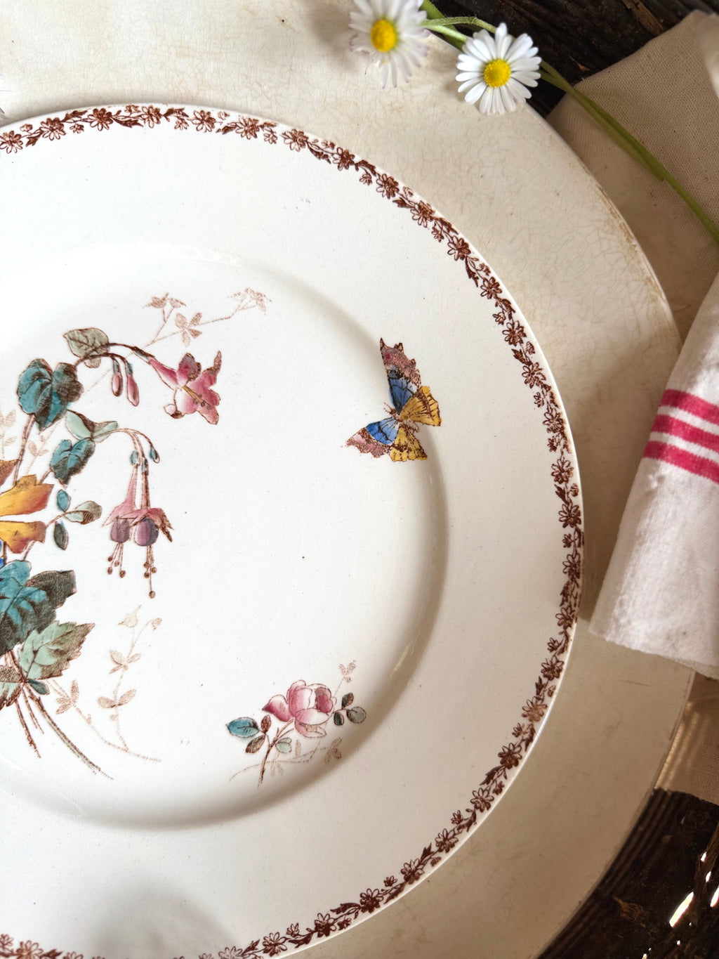 Assiette plate (N3) de Choisy Le Roi, polychrome en terre de fer