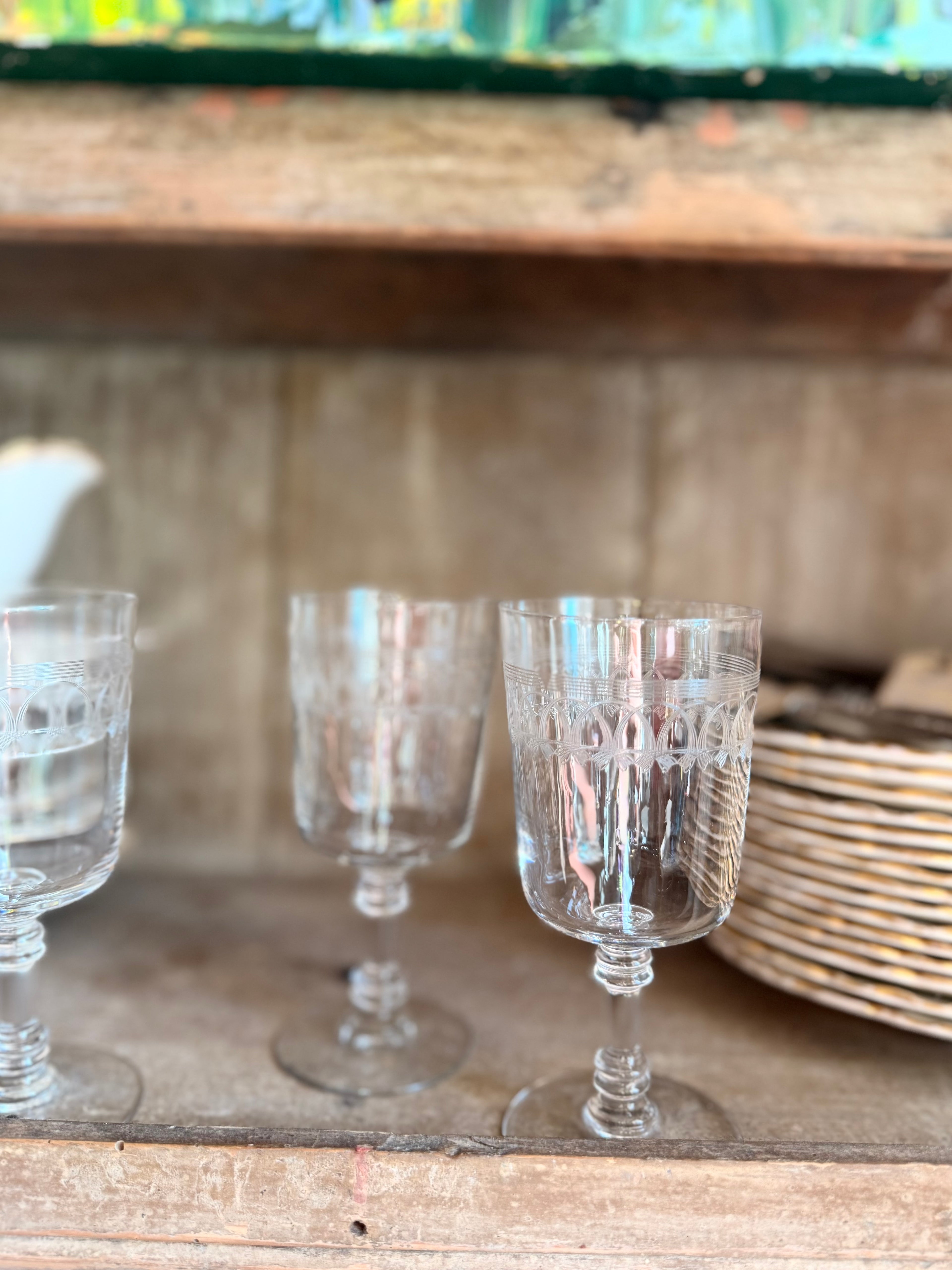 Verres à vin en cristal, XIX ème