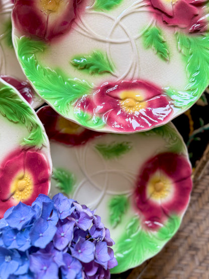 6 assiettes en barbotine art nouveau