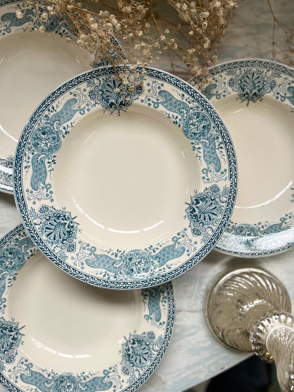 5 assiettes creuses de Longwy « Louise » - Le boudoir luxe de Solenn