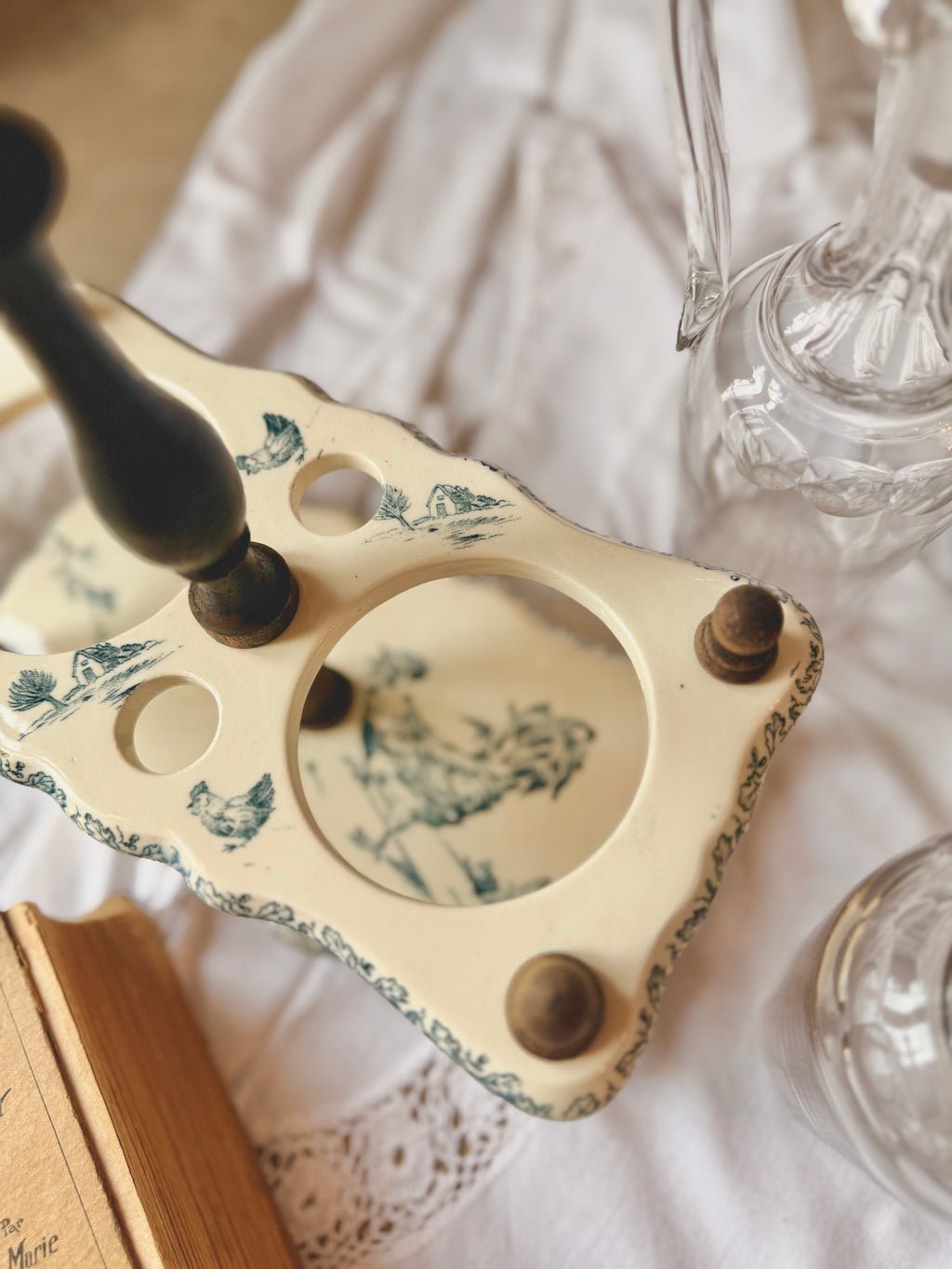 Serviteur Gien huile-vinaigre « Coqs »