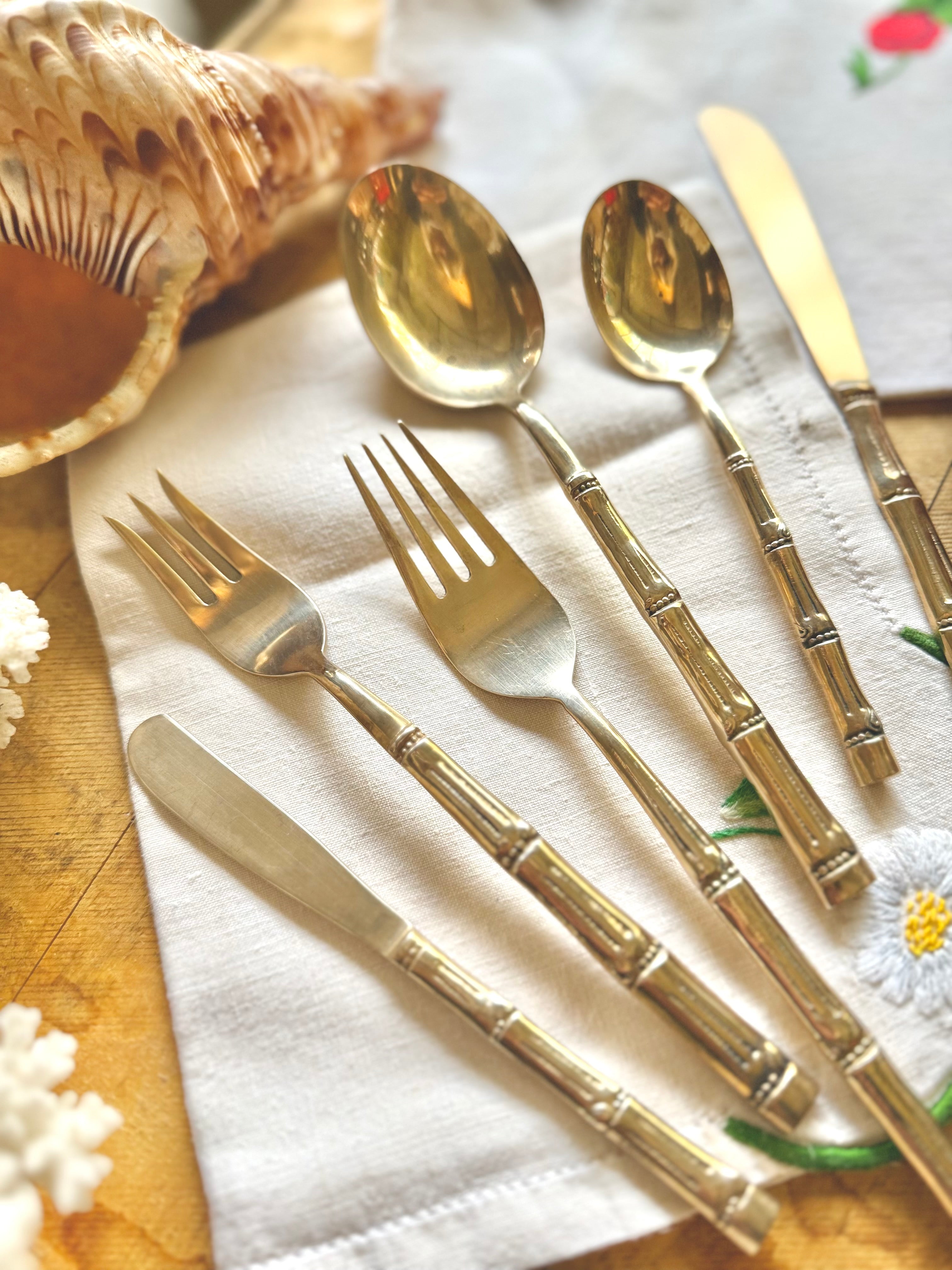 Ménagère en bronze « Bambou » vintage