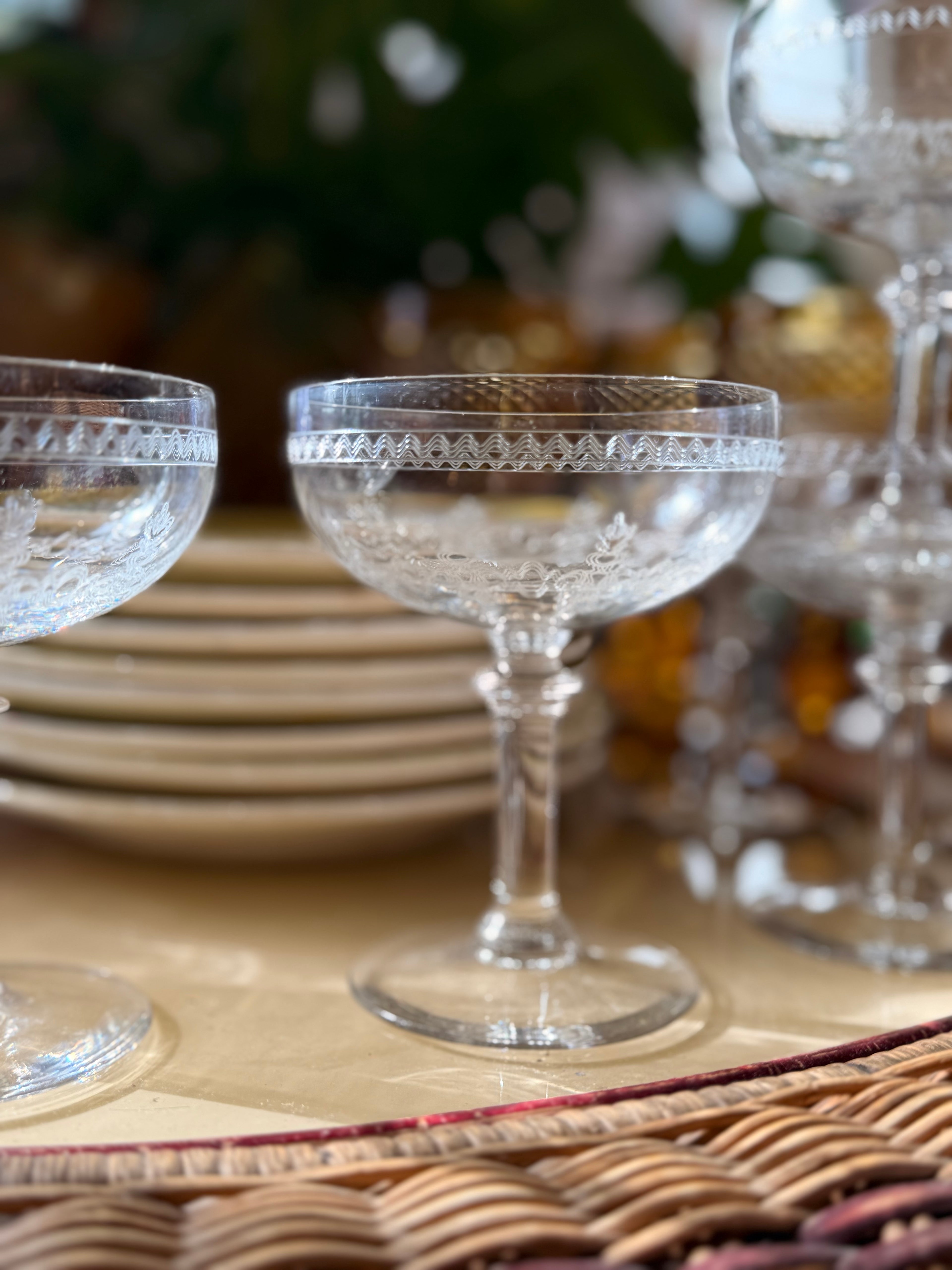 6 coupes à champagne XIX ème en cristal - Le boudoir luxe de Solenn