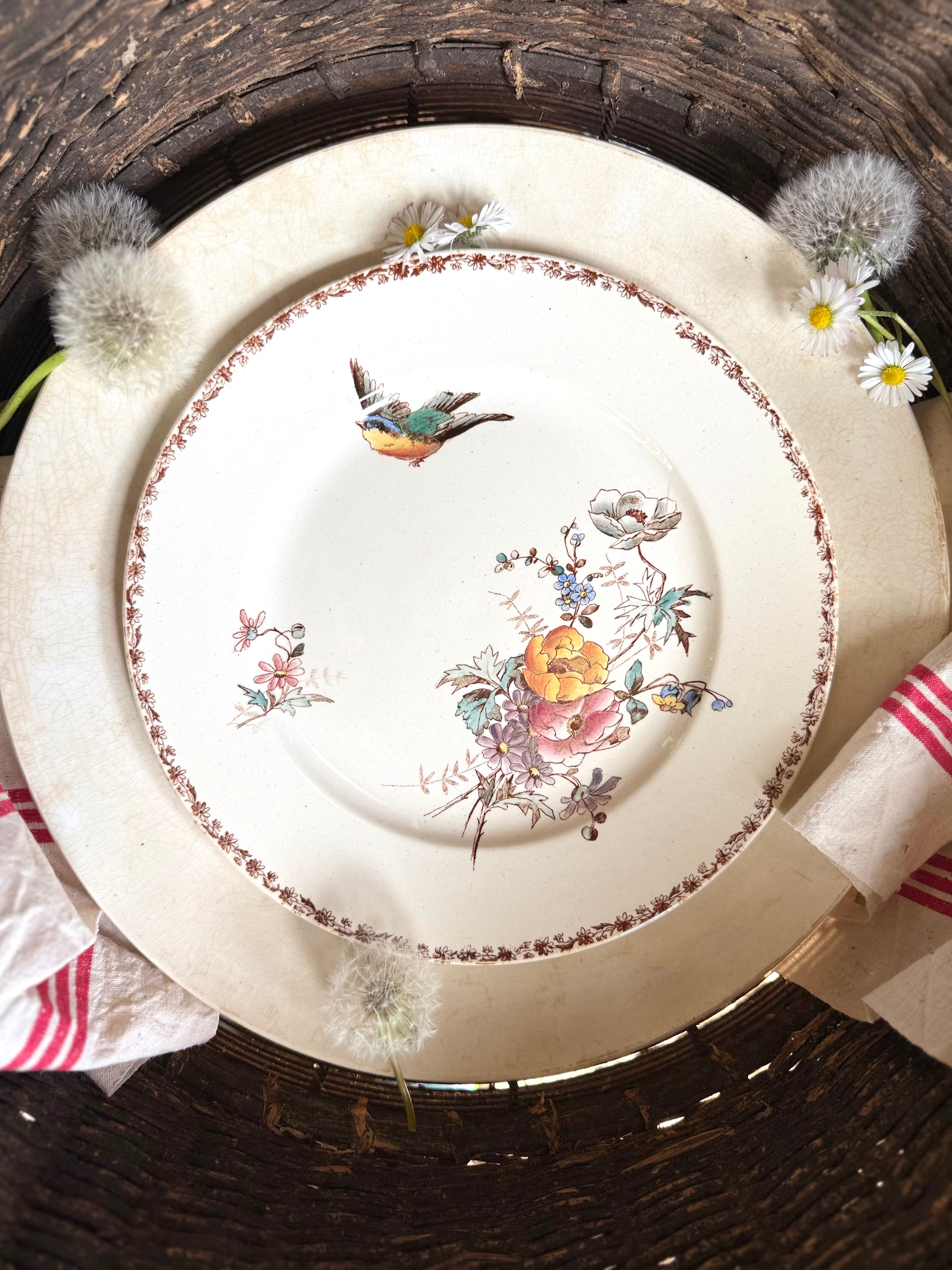 Assiette plate (N5) de Choisy Le Roi, polychrome en terre de fer