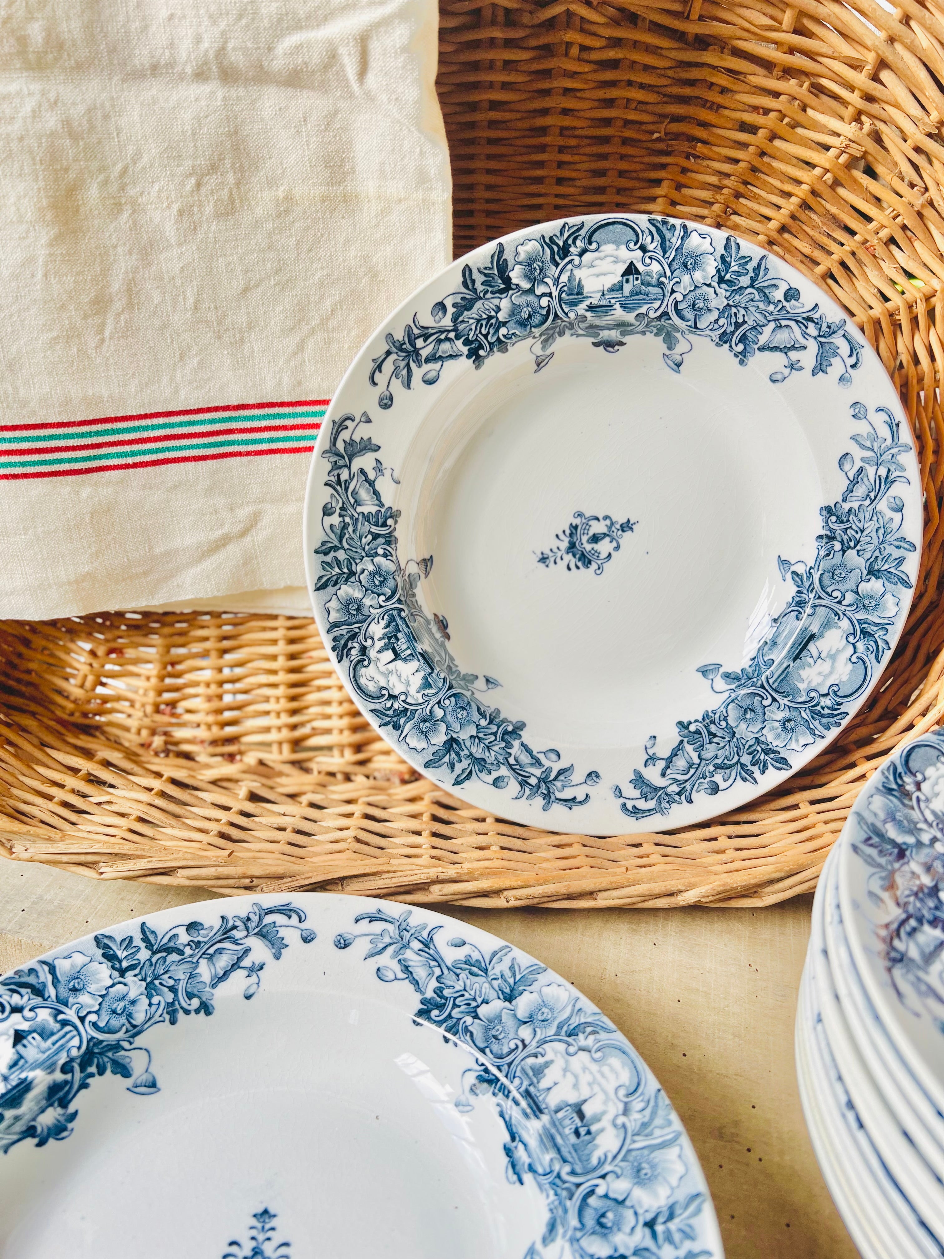 12 assiettes creuses, terre de fer, Badonviller - Le boudoir luxe de Solenn