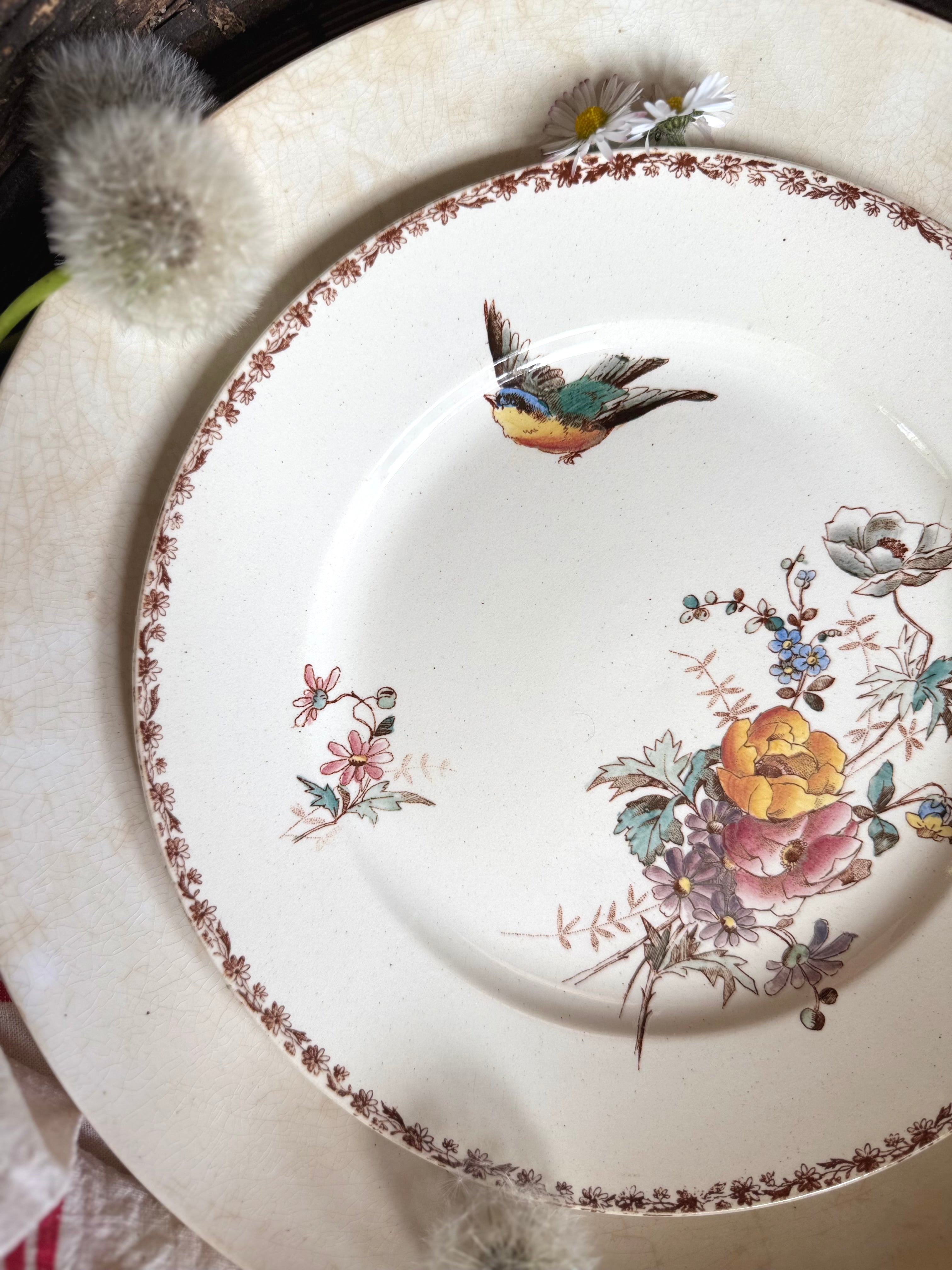 Assiette plate (N5) de Choisy Le Roi, polychrome en terre de fer