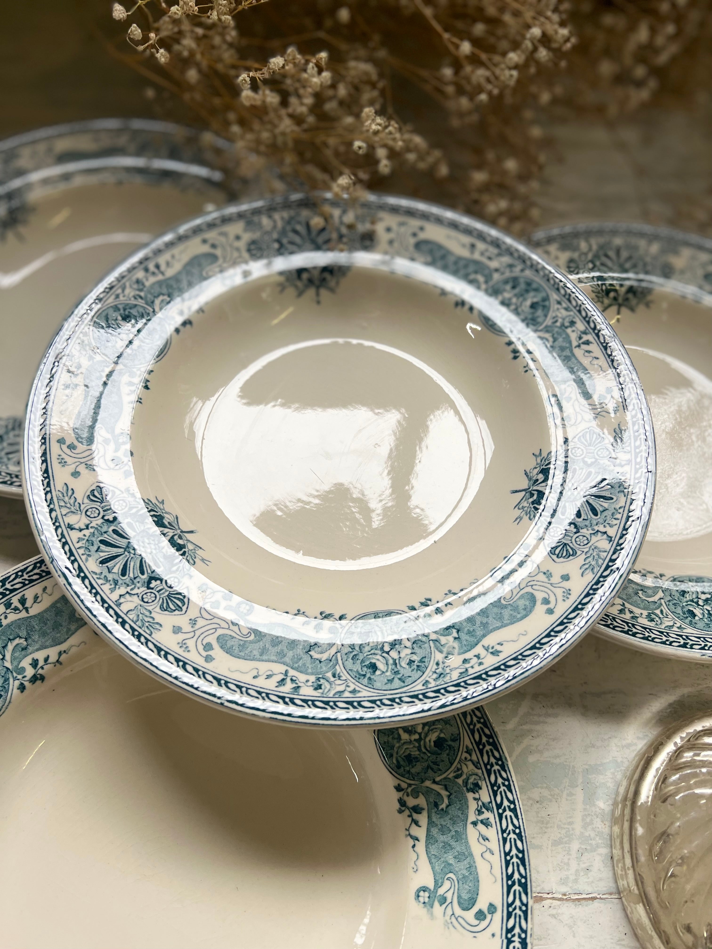 5 assiettes creuses de Longwy « Louise » - Le boudoir luxe de Solenn