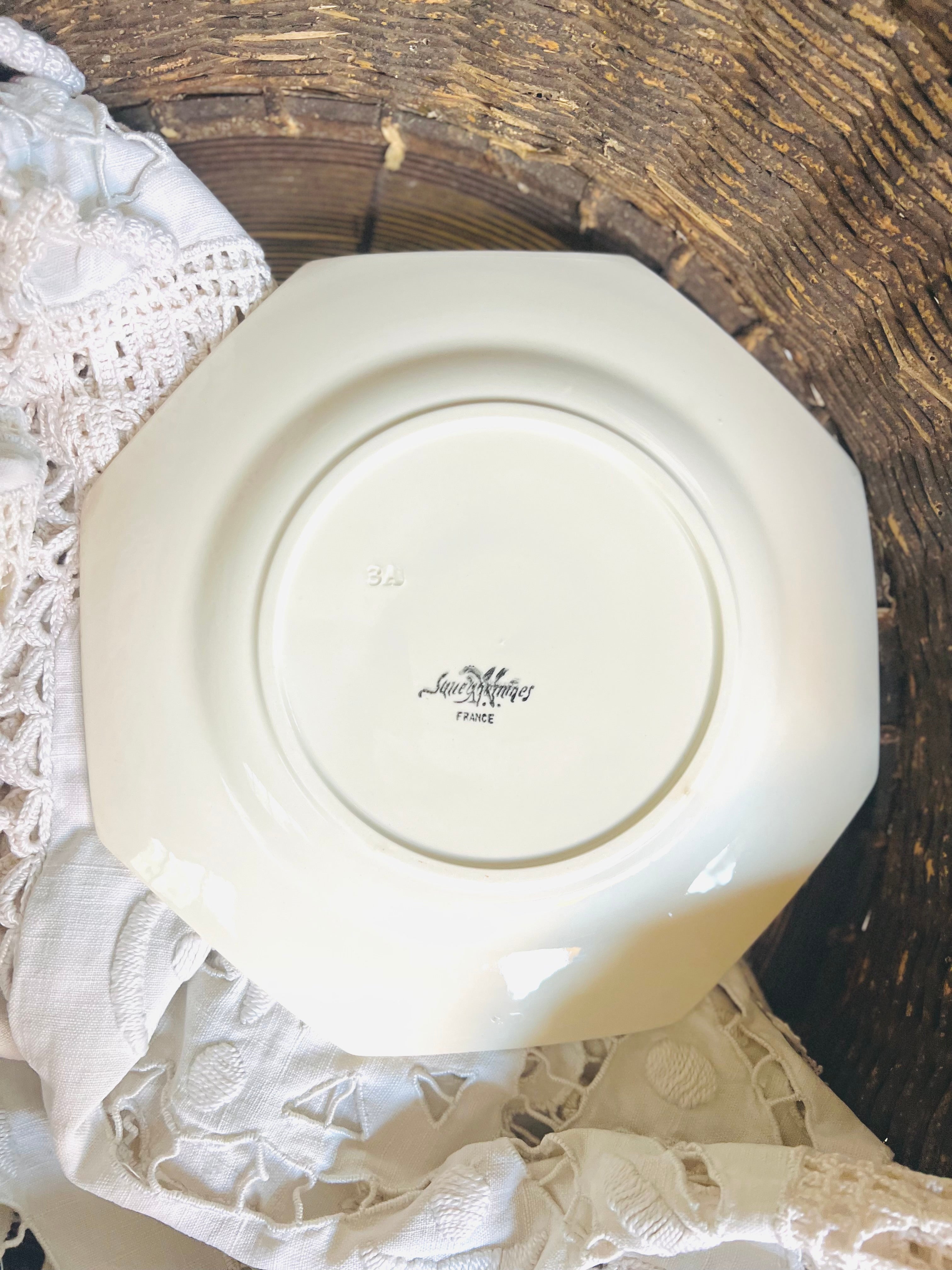 Assiettes plates Sarreguemines, perlées - Le boudoir luxe de Solenn