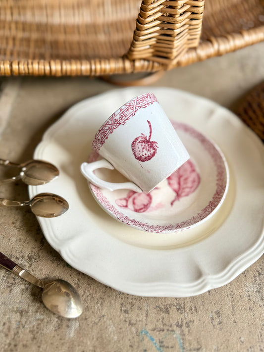 Tasse et sous-tasse Choisy Le Roi, Terre de fer rose