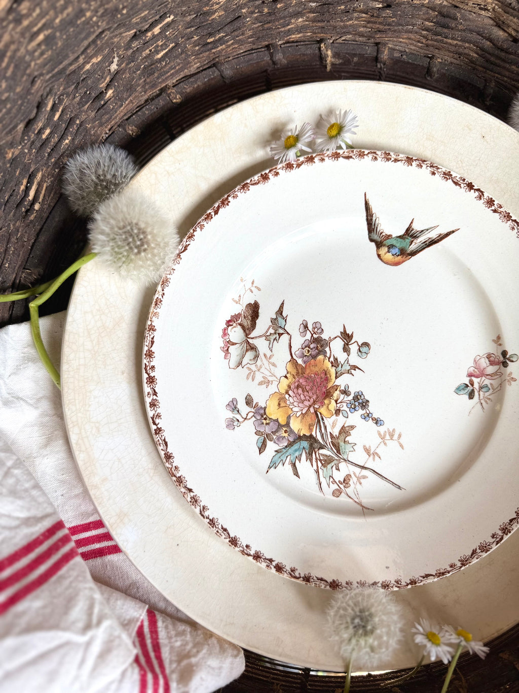 Assiette plate (N1) de Choisy Le Roi, polychrome en terre de fer