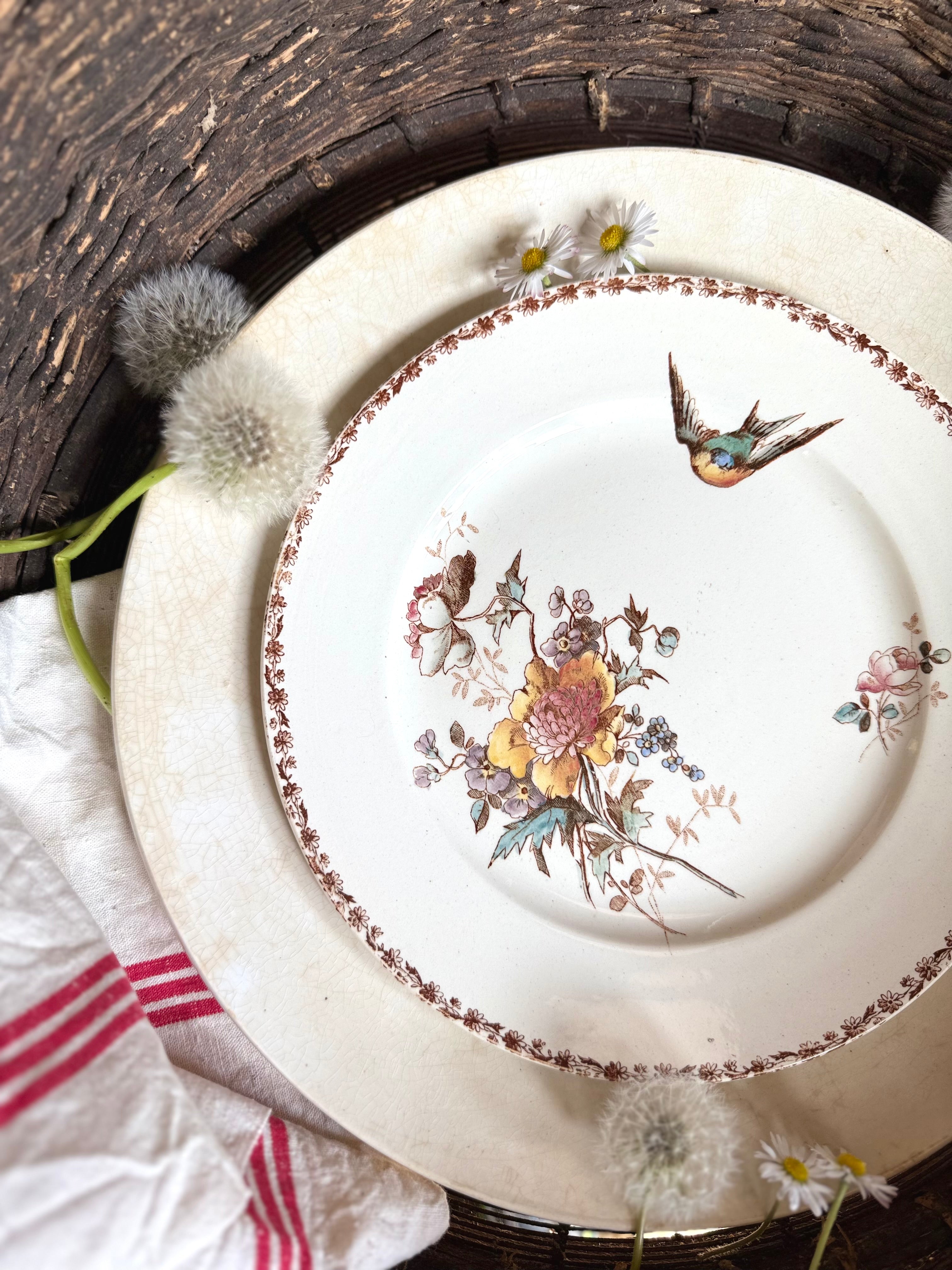 Assiette plate (N1) de Choisy Le Roi, polychrome en terre de fer