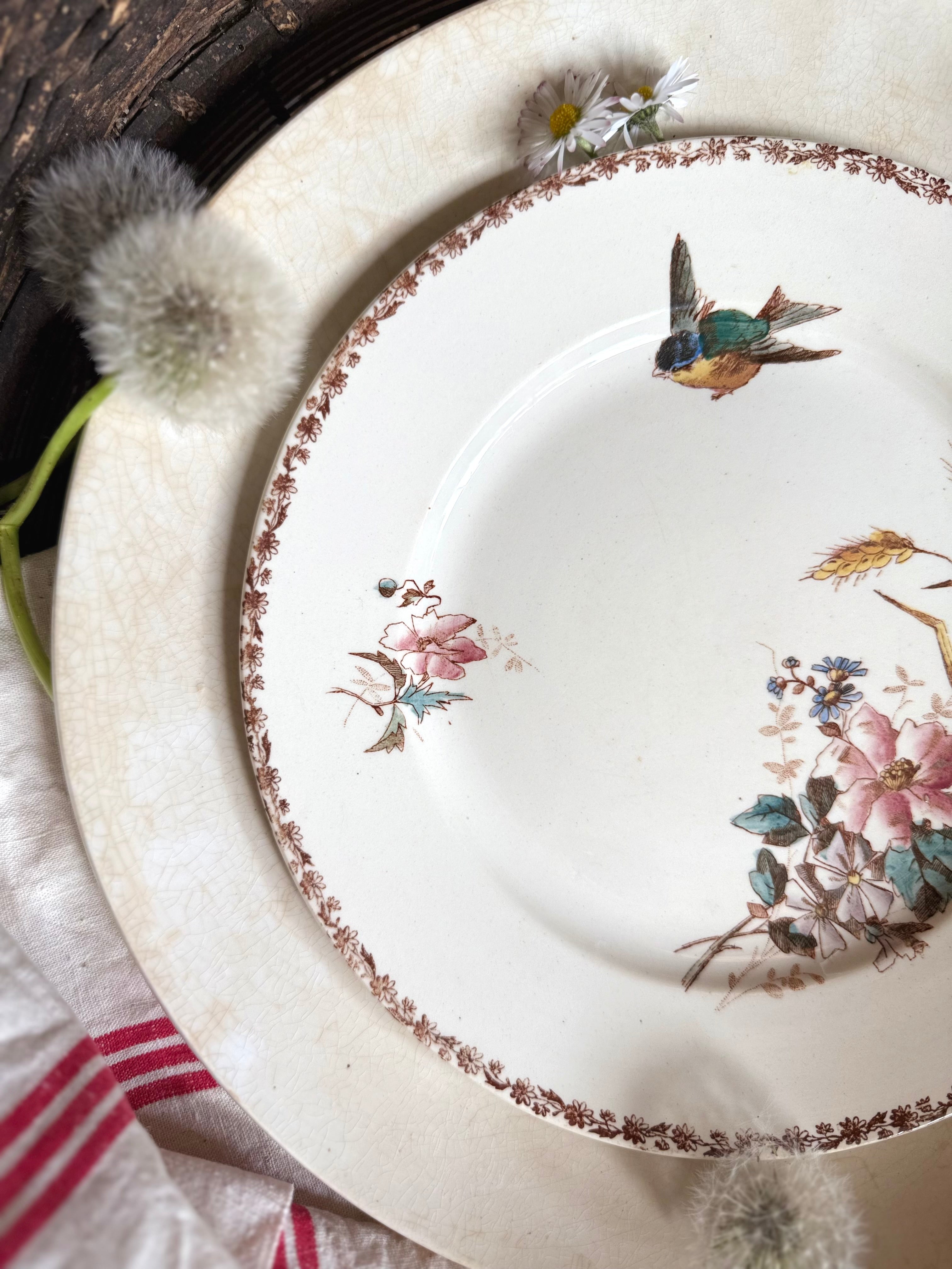 Assiette plate (N4) de Choisy Le Roi, polychrome en terre de fer