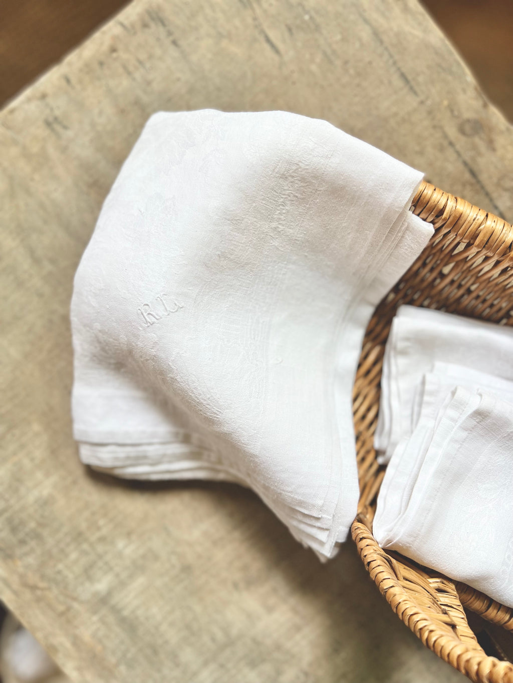 10 grandes serviettes damassées XIX ème - Le boudoir luxe de Solenn