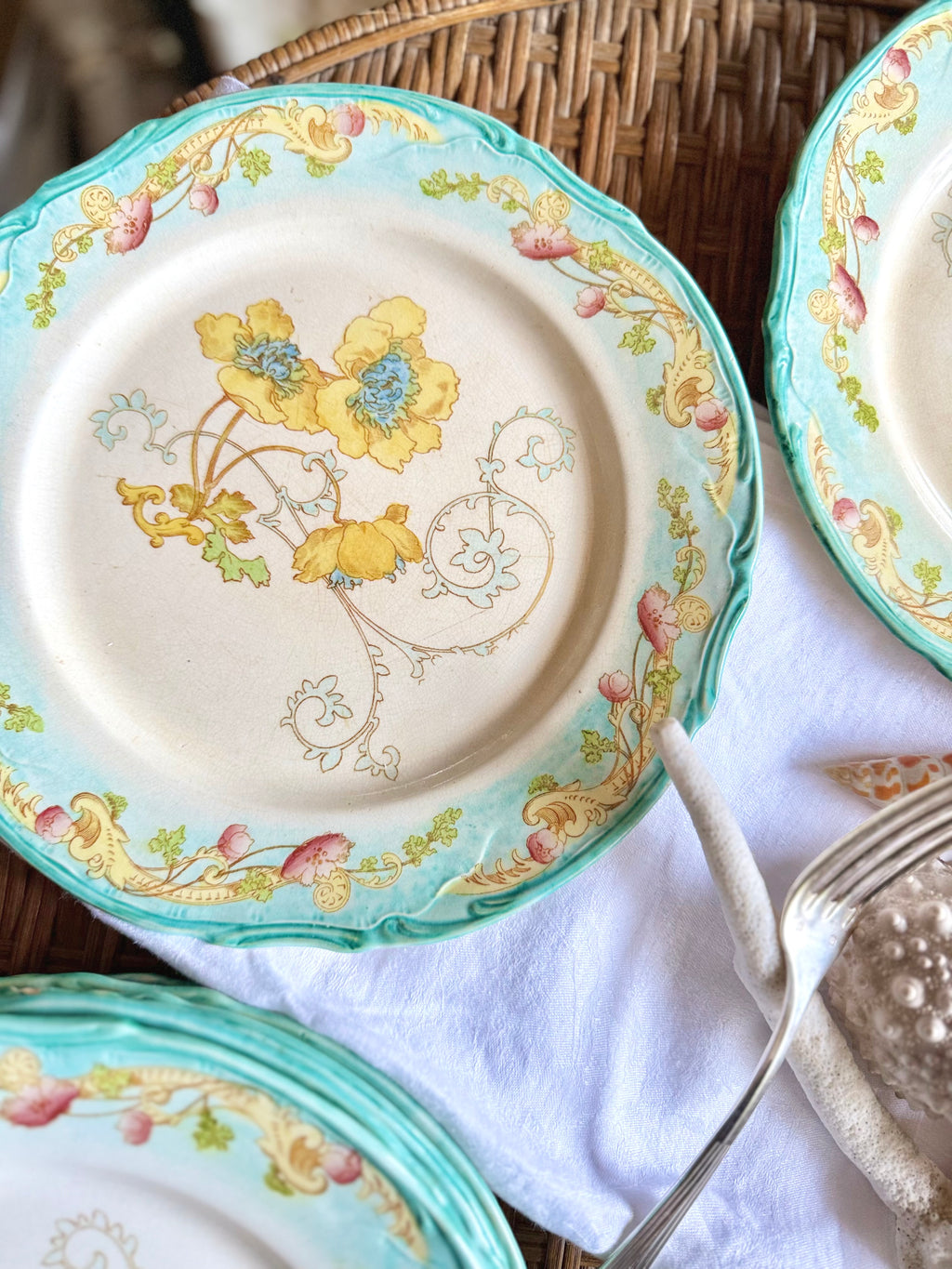 Assiettes plates Creil et Montereau, « Saint Cloud », XIX ème - Le boudoir luxe de Solenn