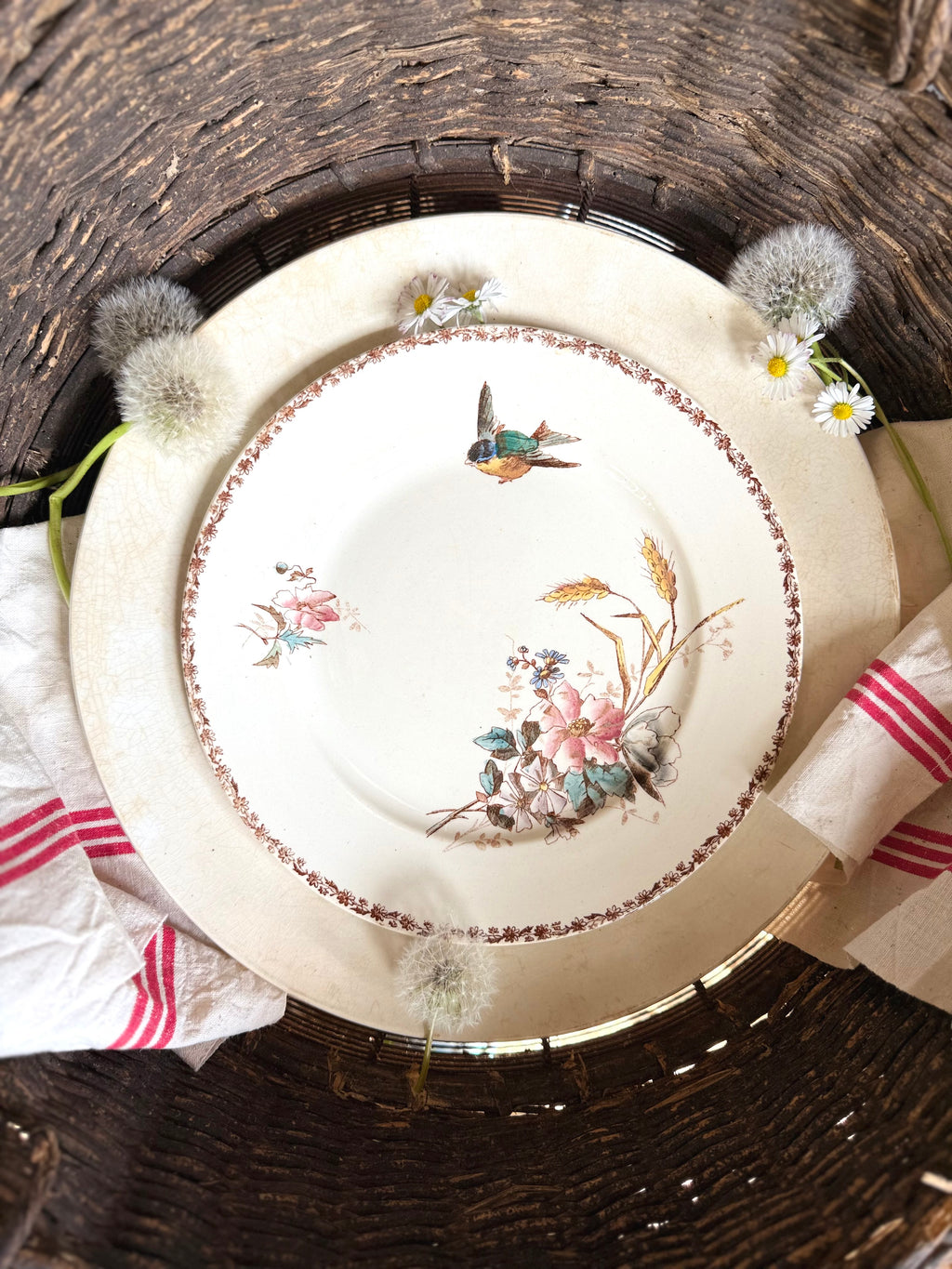 Assiette plate (N4) de Choisy Le Roi, polychrome en terre de fer