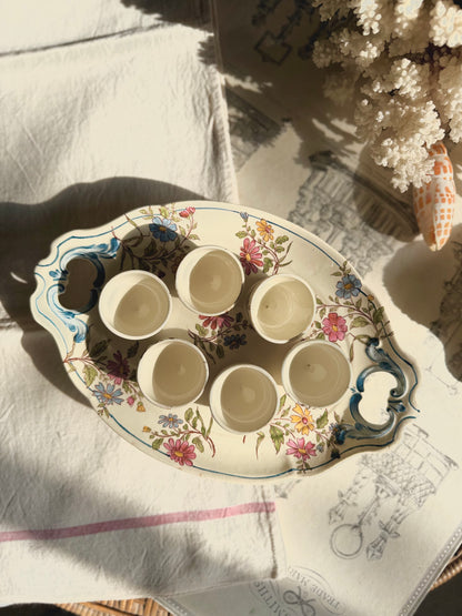 Serviteur à œufs en terre de fer de polychromie