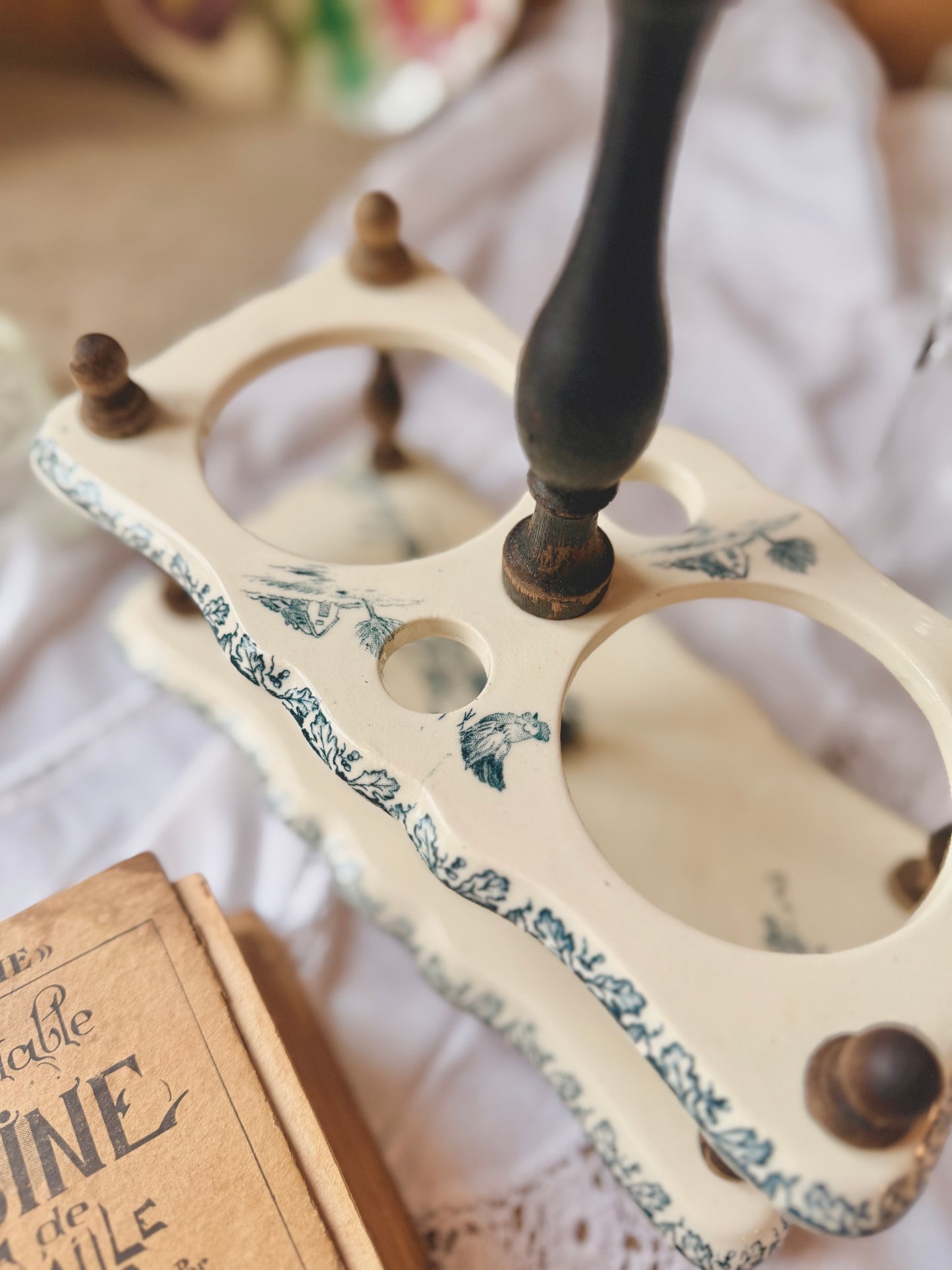 Serviteur Gien huile-vinaigre « Coqs »