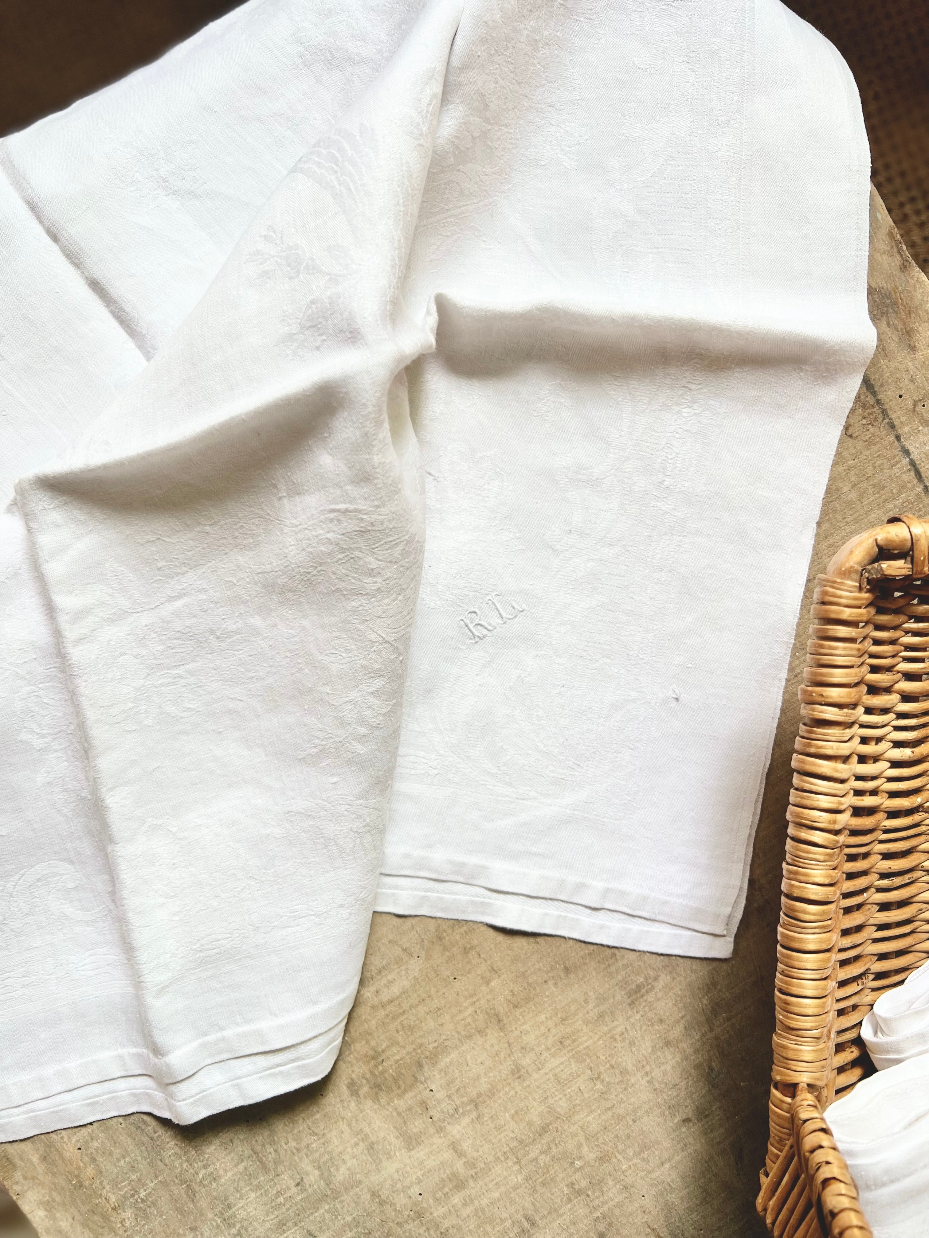 10 grandes serviettes damassées XIX ème - Le boudoir luxe de Solenn