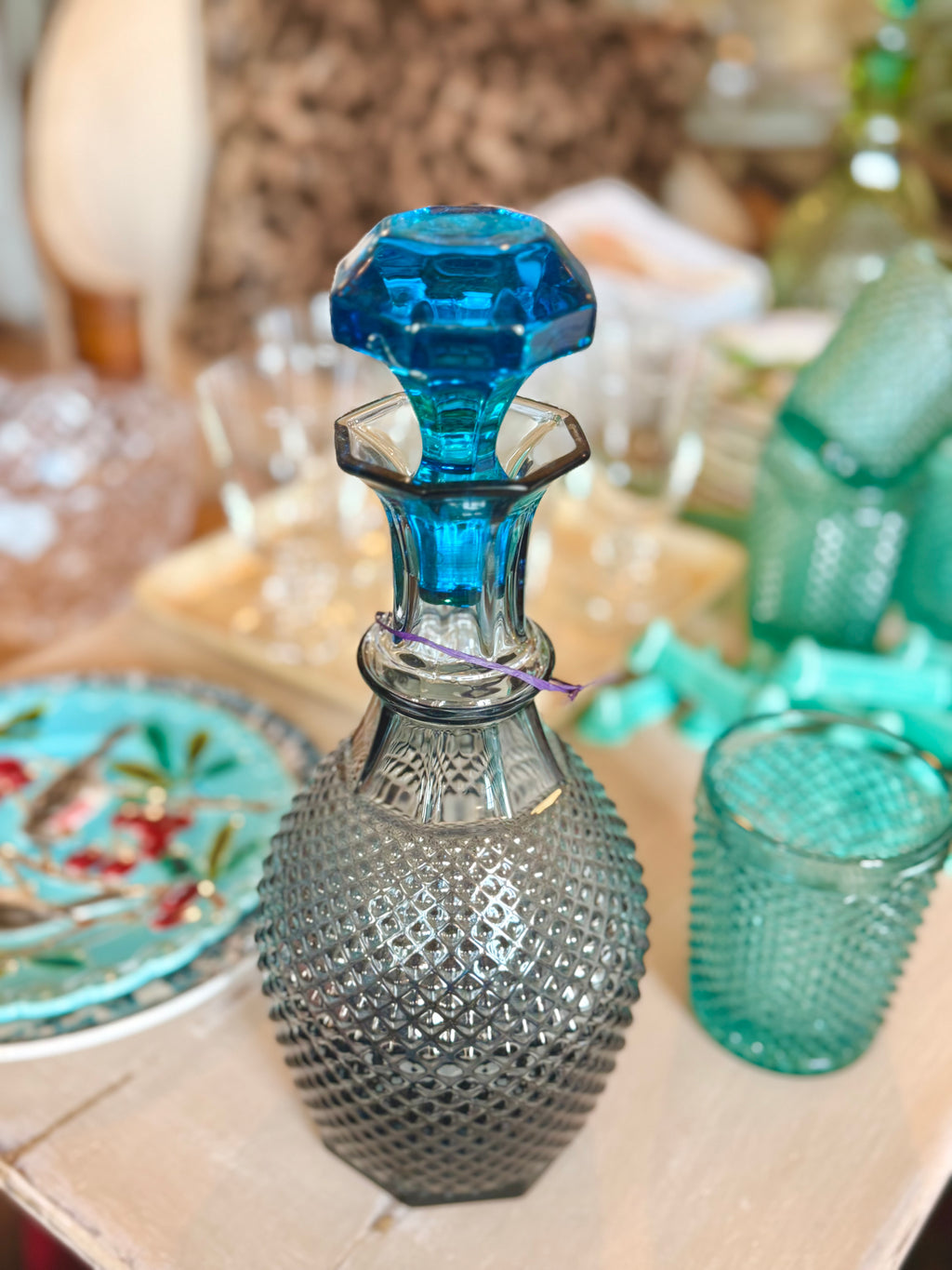 Carafe collection « pointes de diamant » bleue - Le boudoir luxe de Solenn