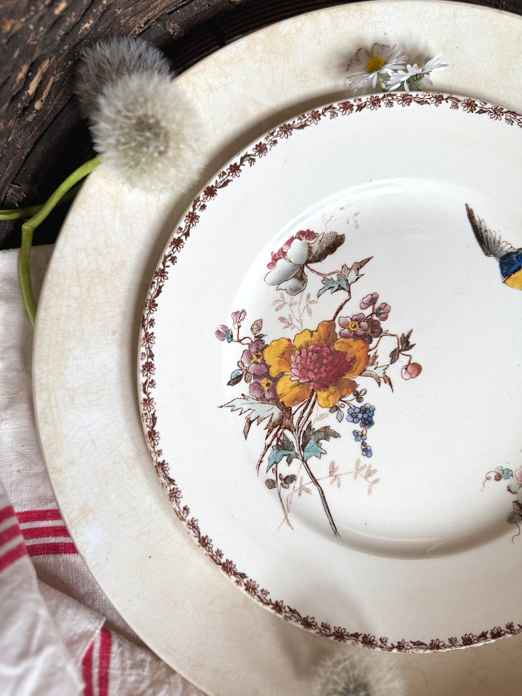 Assiette plate (N2) de Choisy Le Roi, polychrome en terre de fer