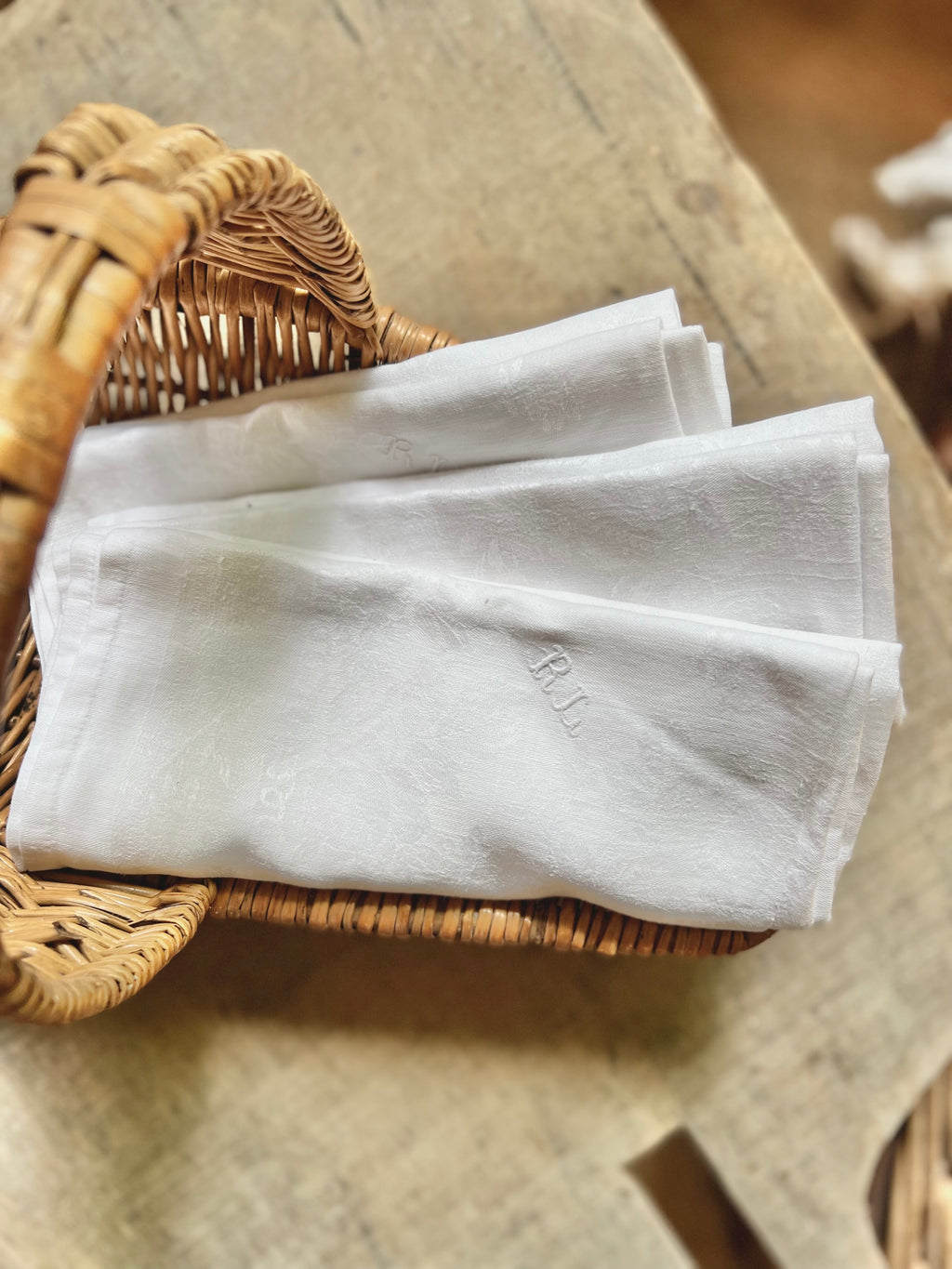 10 grandes serviettes damassées XIX ème - Le boudoir luxe de Solenn