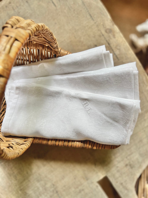 10 grandes serviettes damassées XIX ème - Le boudoir luxe de Solenn