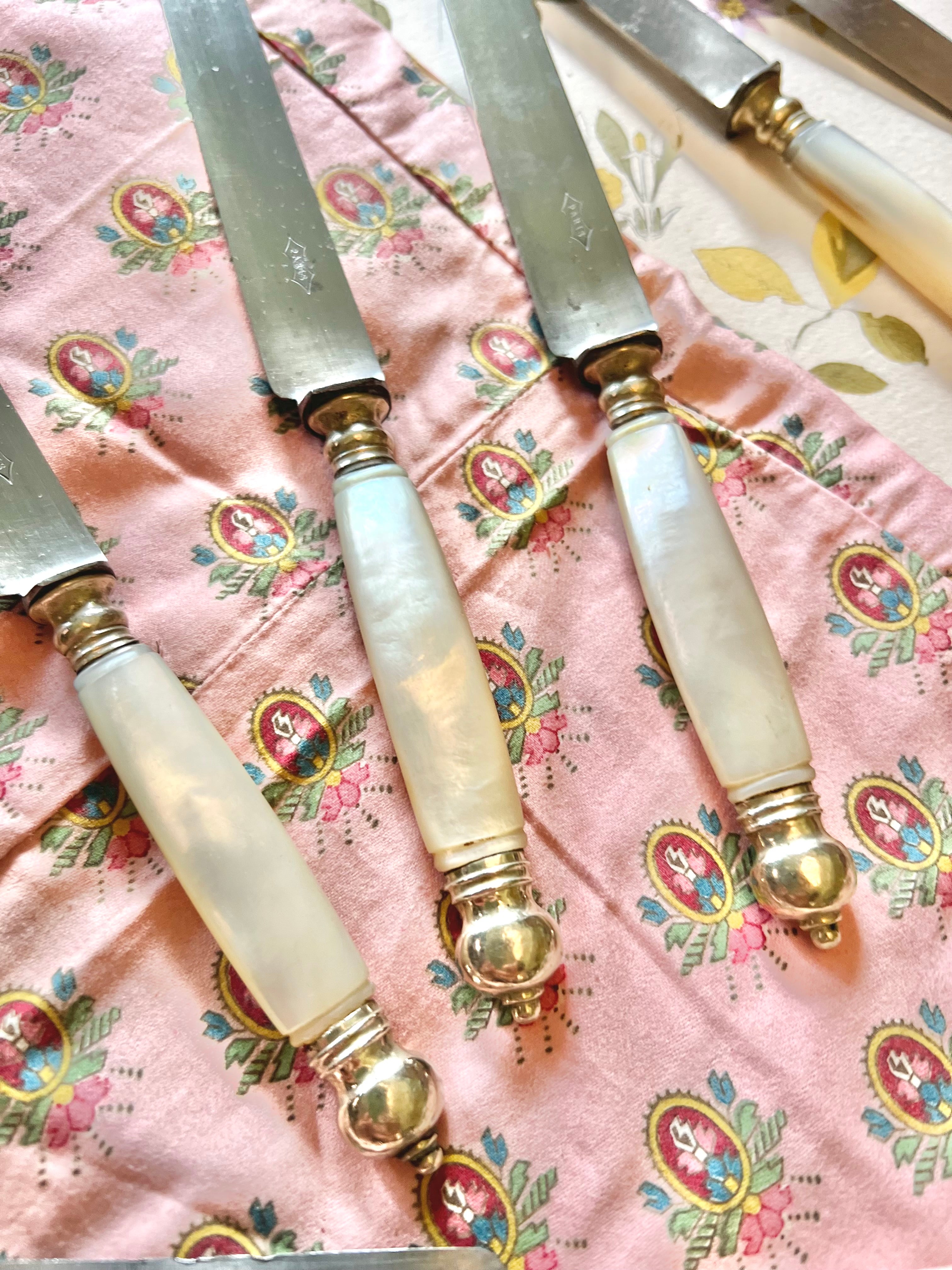 12 Couteaux à dessert/entrée, nacre et argent - Le boudoir luxe de Solenn