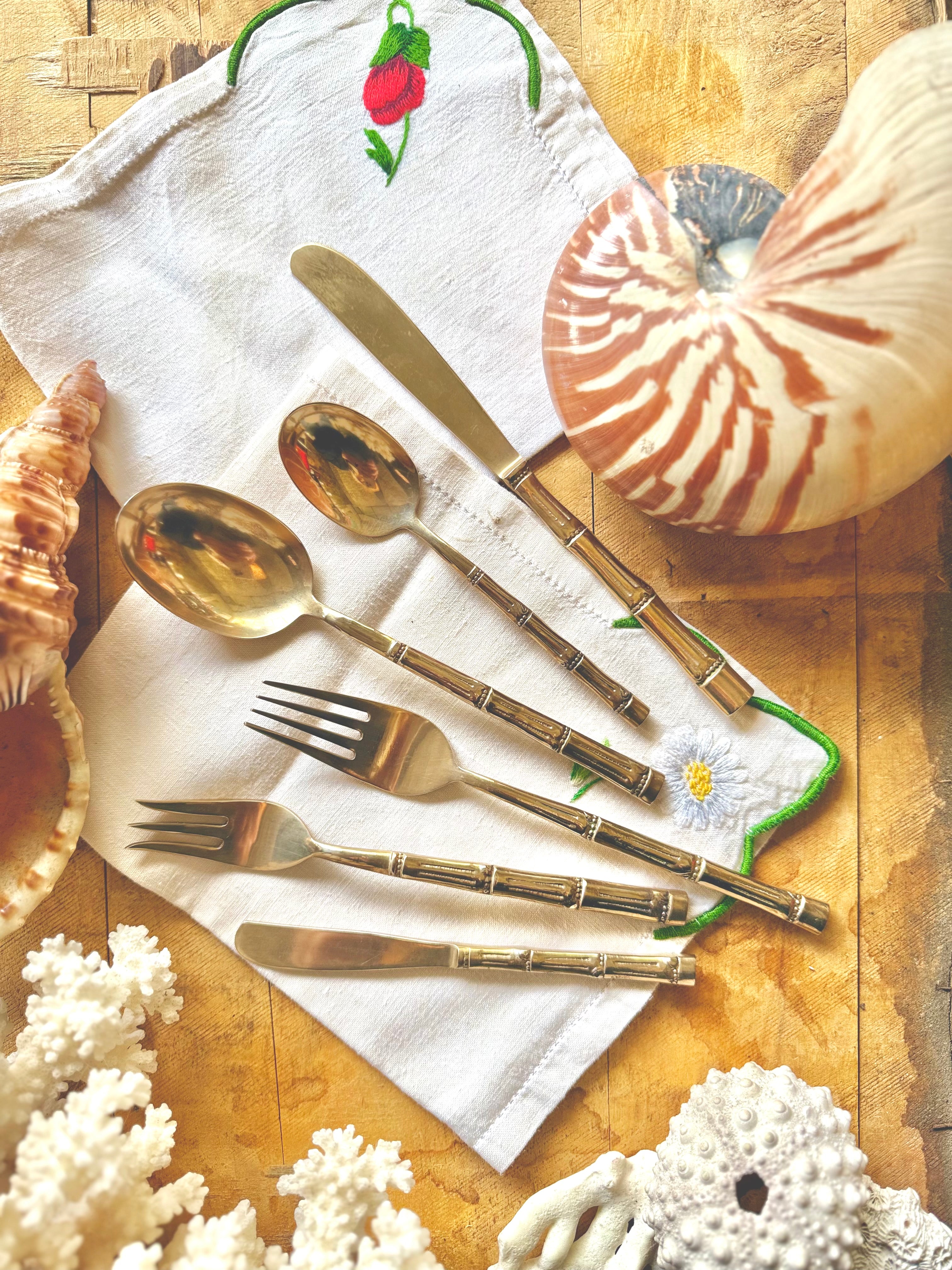 Ménagère en bronze « Bambou » vintage