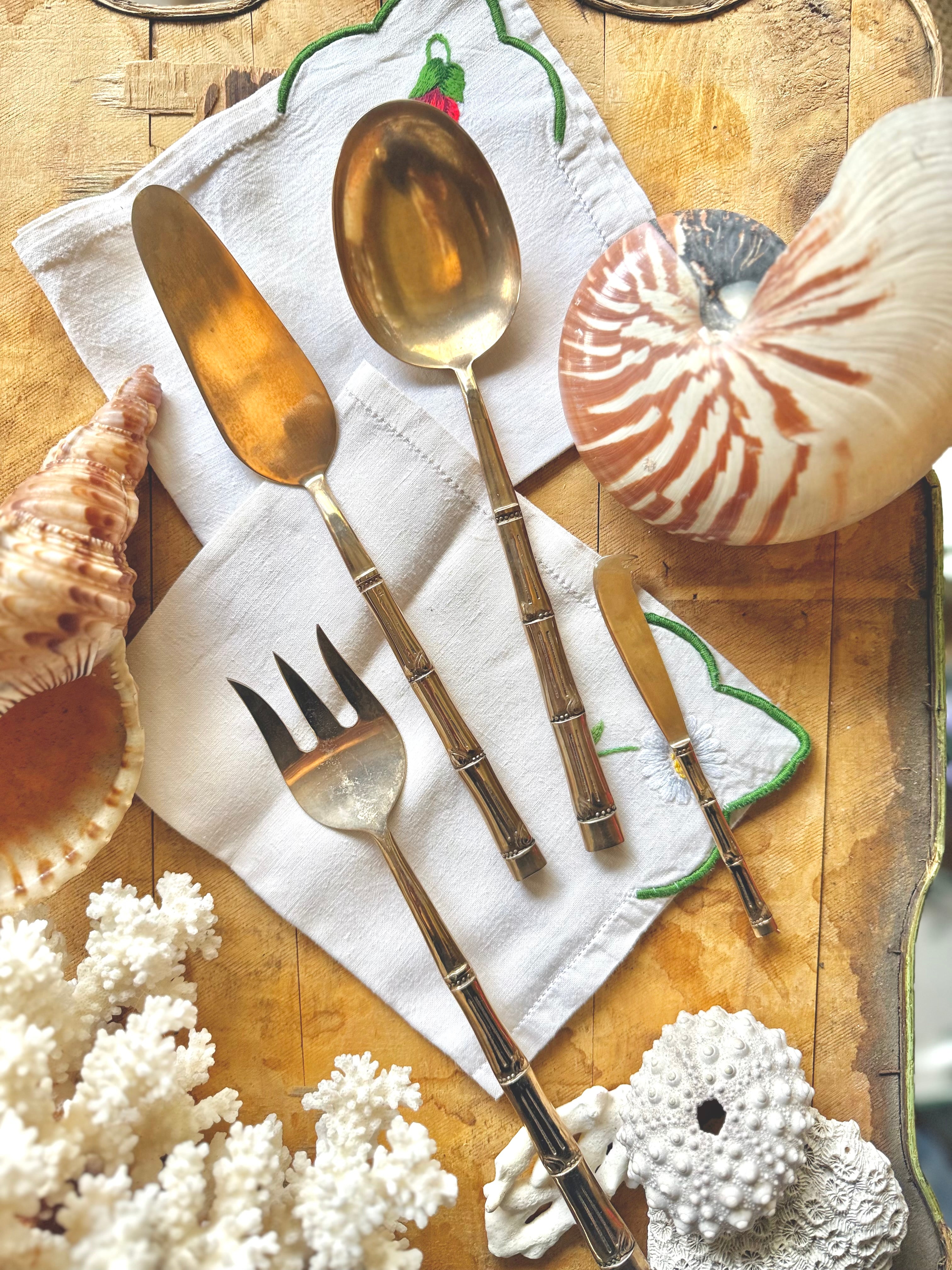 Ménagère en bronze « Bambou » vintage