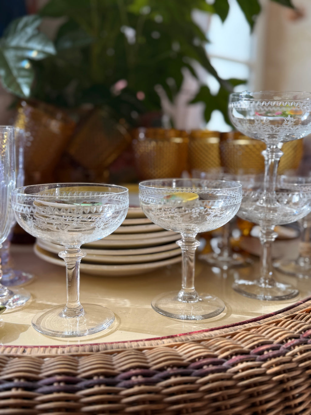 6 coupes à champagne XIX ème en cristal - Le boudoir luxe de Solenn