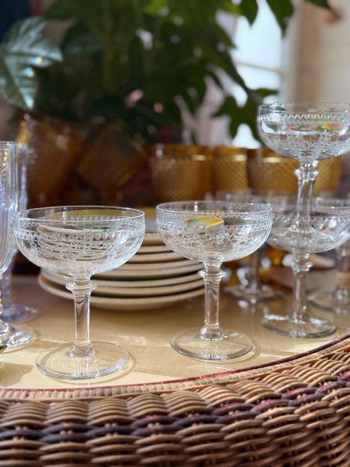 6 coupes à champagne XIX ème en cristal - Le boudoir luxe de Solenn