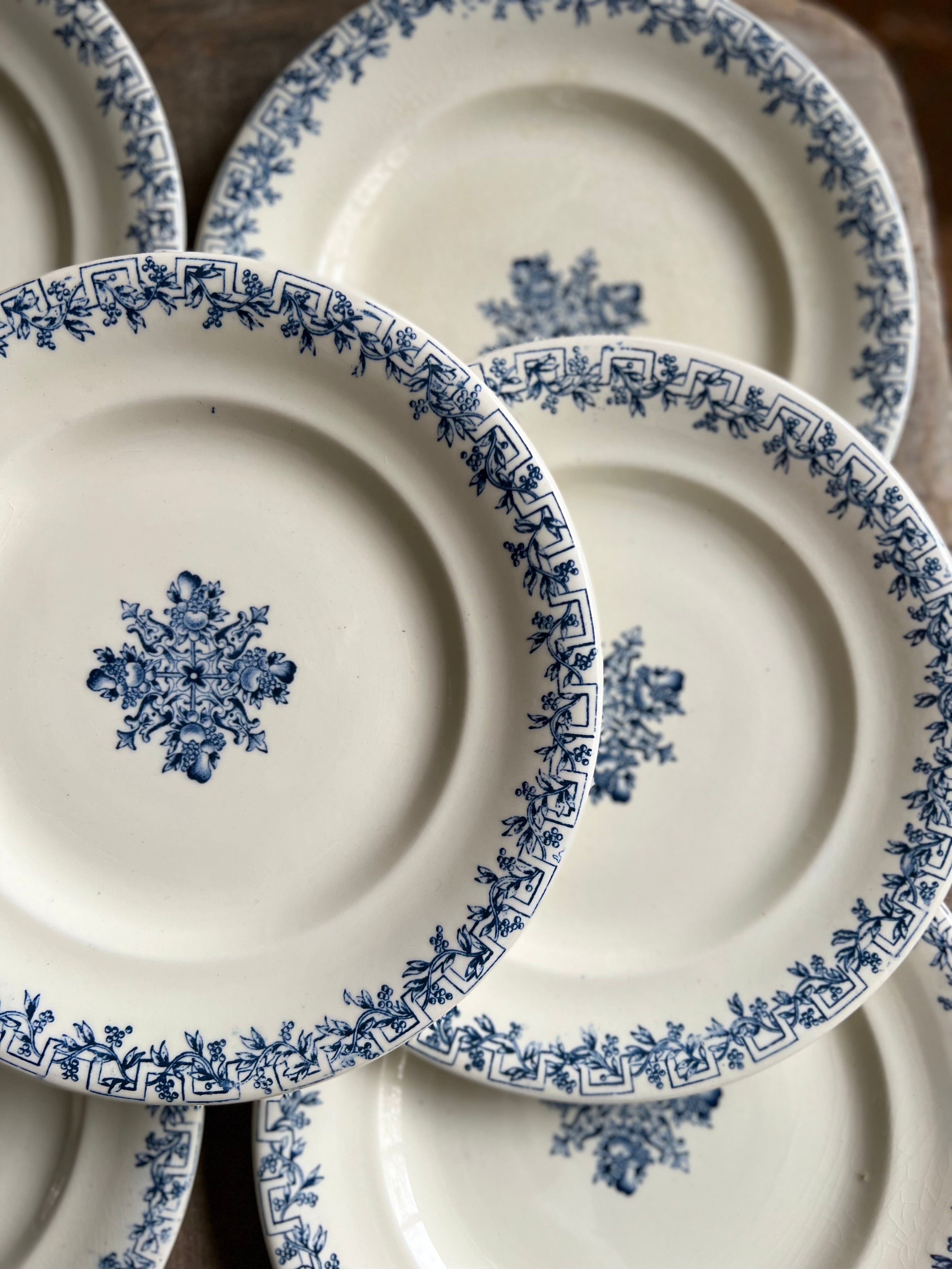 5 assiettes plates, terre de fer, fin XIX ème de Clairefontaine - Le boudoir luxe de Solenn