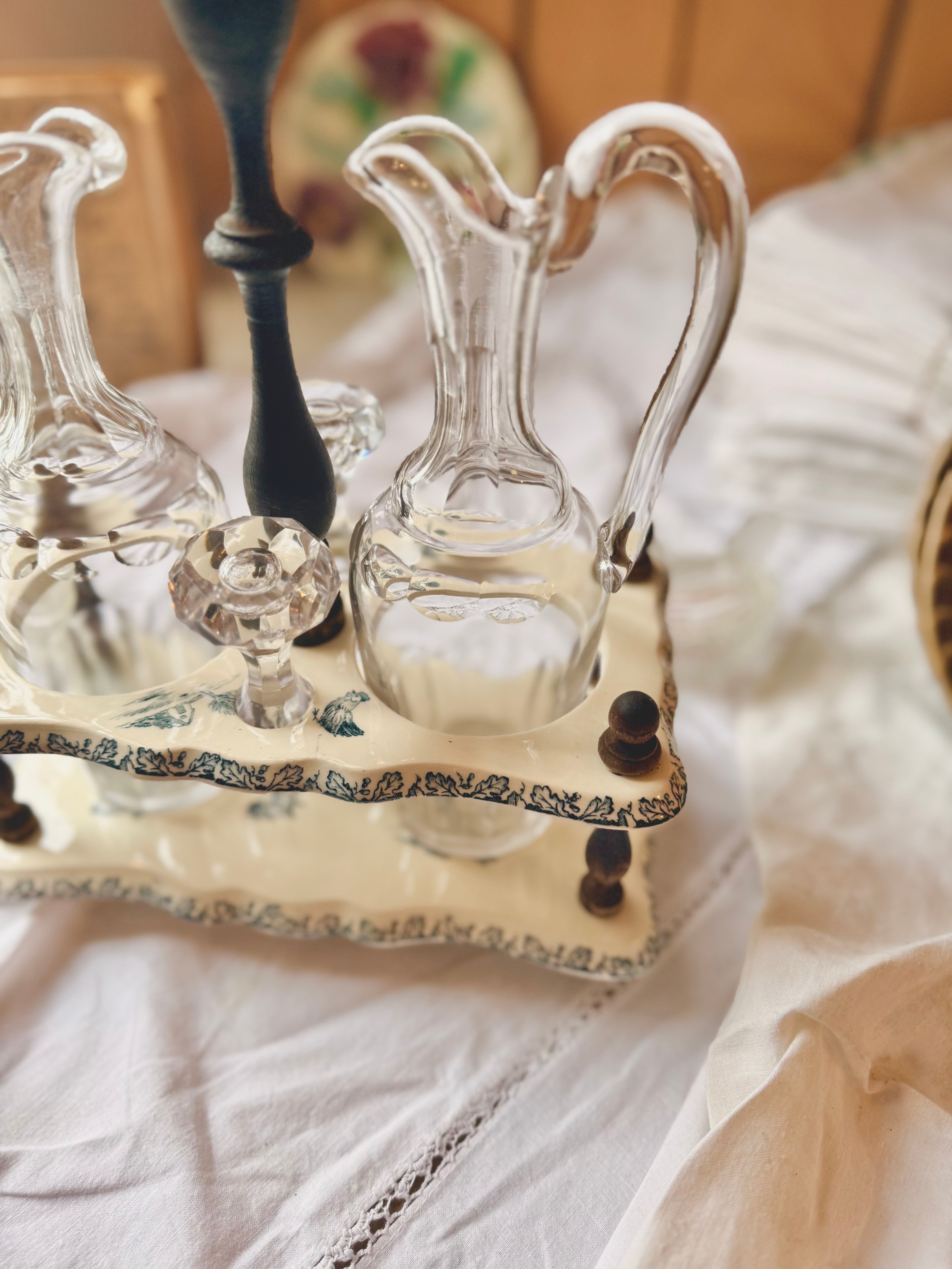 Serviteur Gien huile-vinaigre « Coqs »