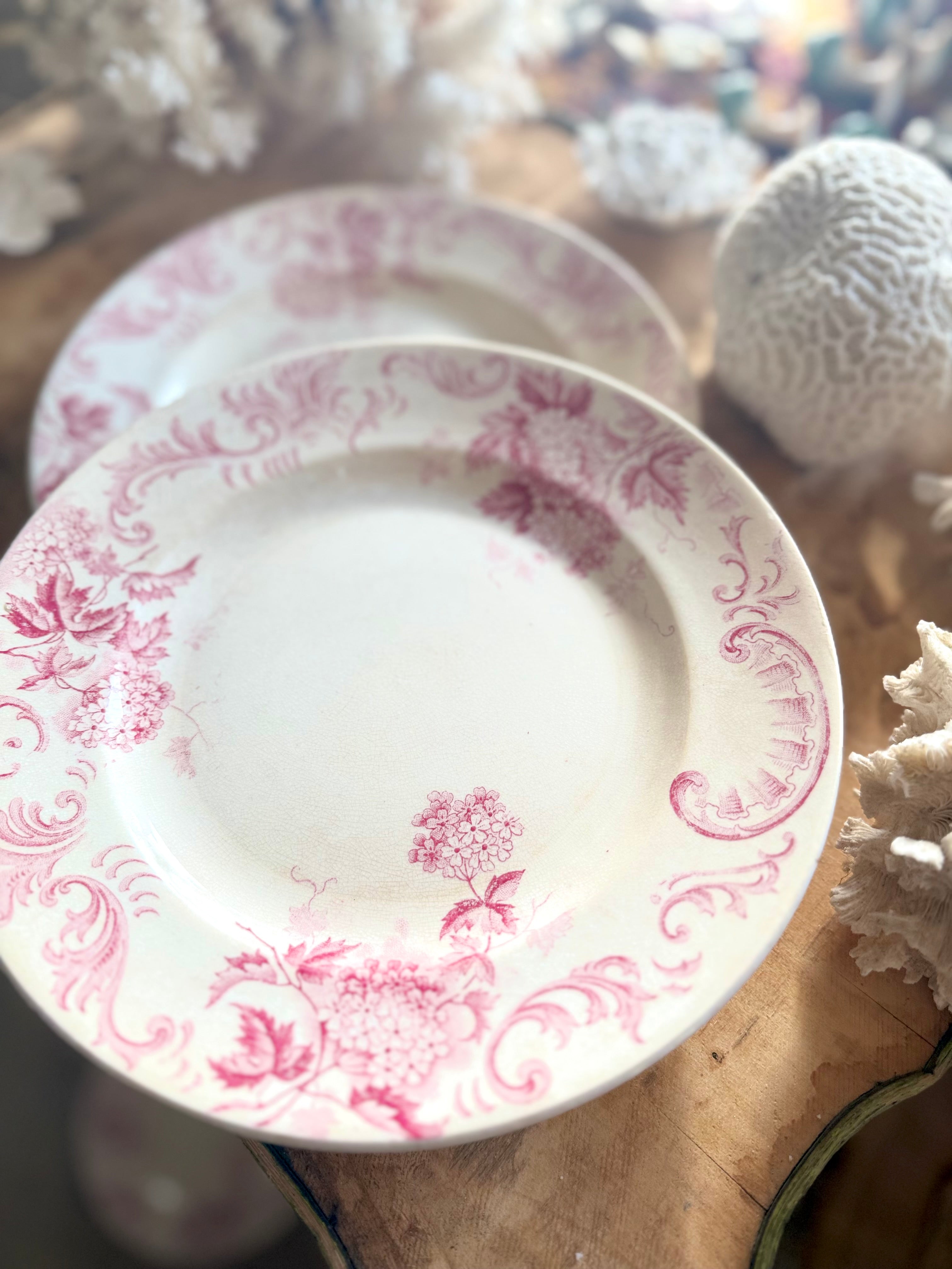 Assiettes plates terre de fer « boule de neige » de Saint Amand - Le boudoir luxe de Solenn